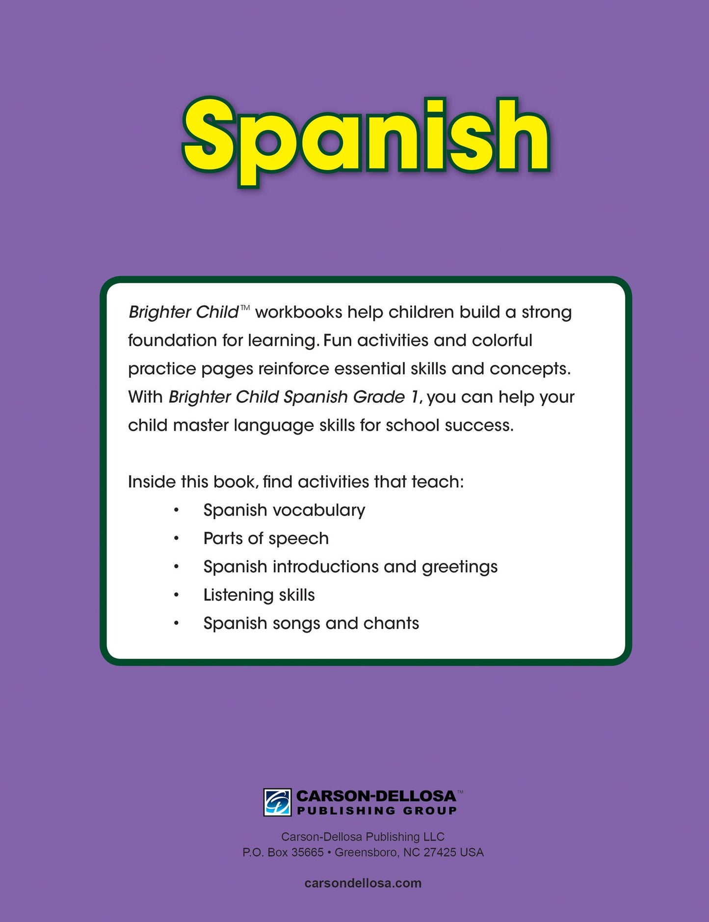 Spanish Workbook, Grade 1