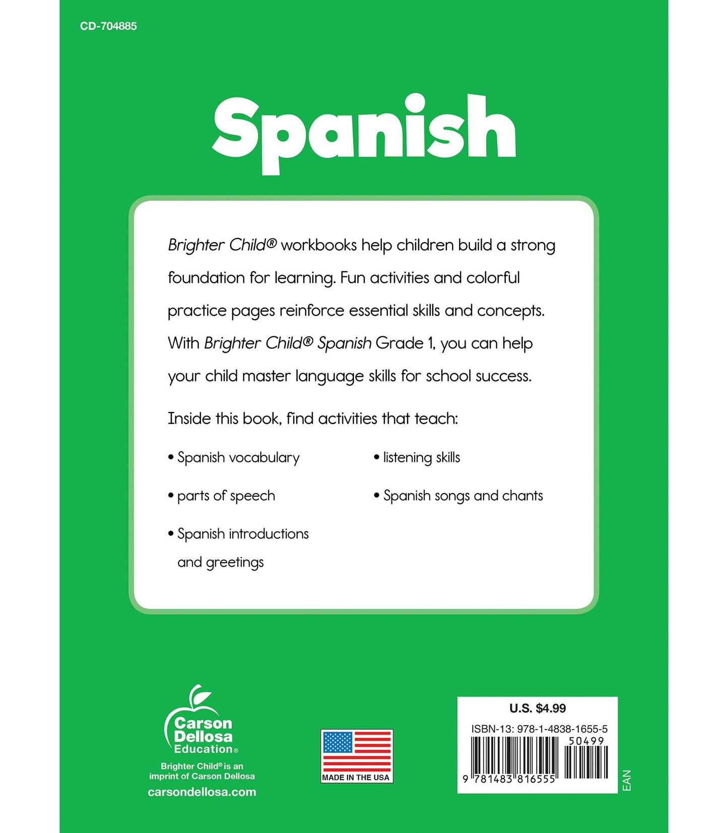 Spanish Workbook, Grade 1
