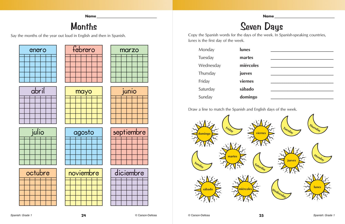 Spanish Workbook, Grade 1
