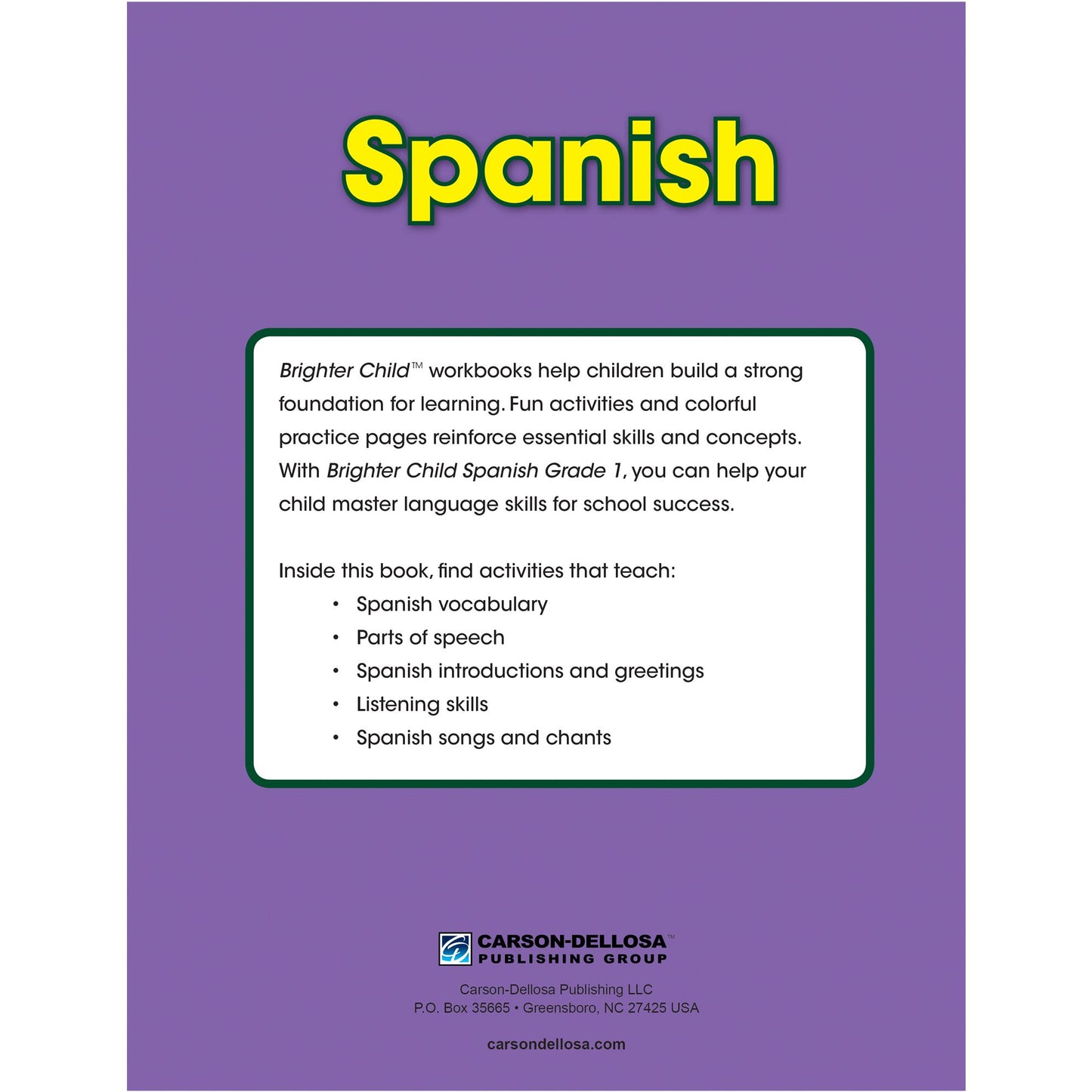 Spanish Workbook, Grade 1