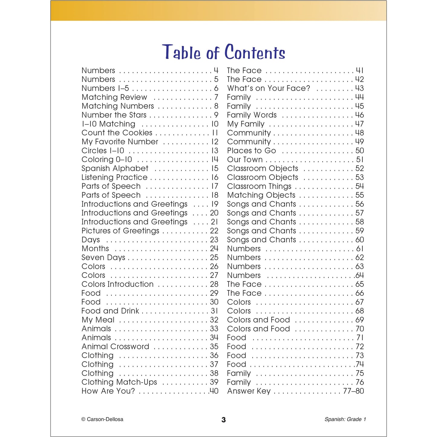 Spanish Workbook, Grade 1