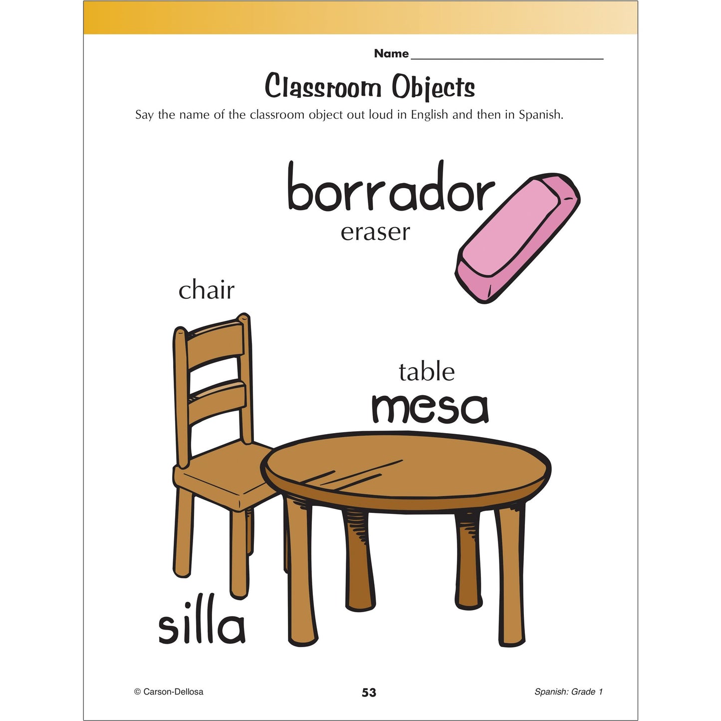 Spanish Workbook, Grade 1
