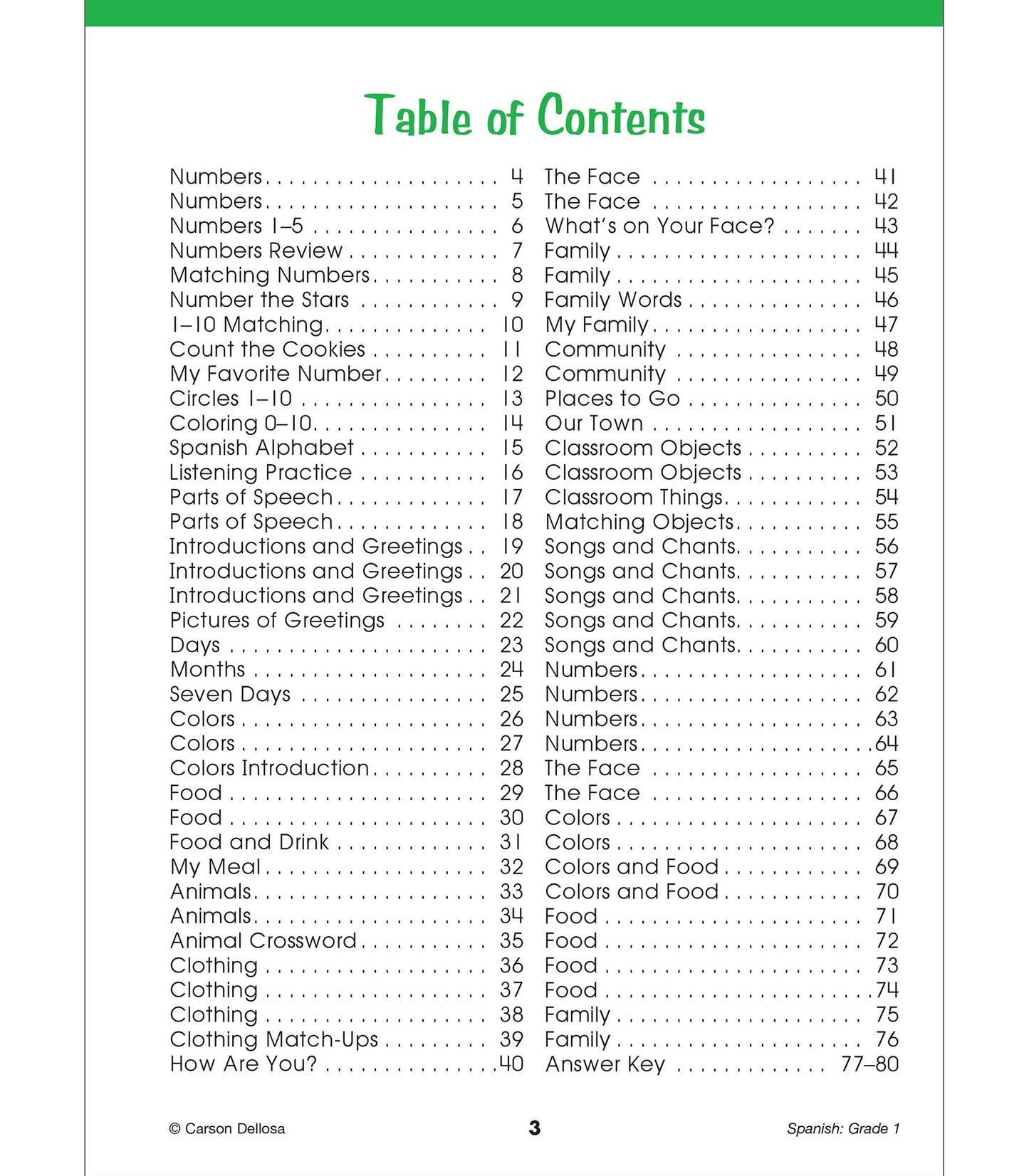 Spanish Workbook, Grade 1