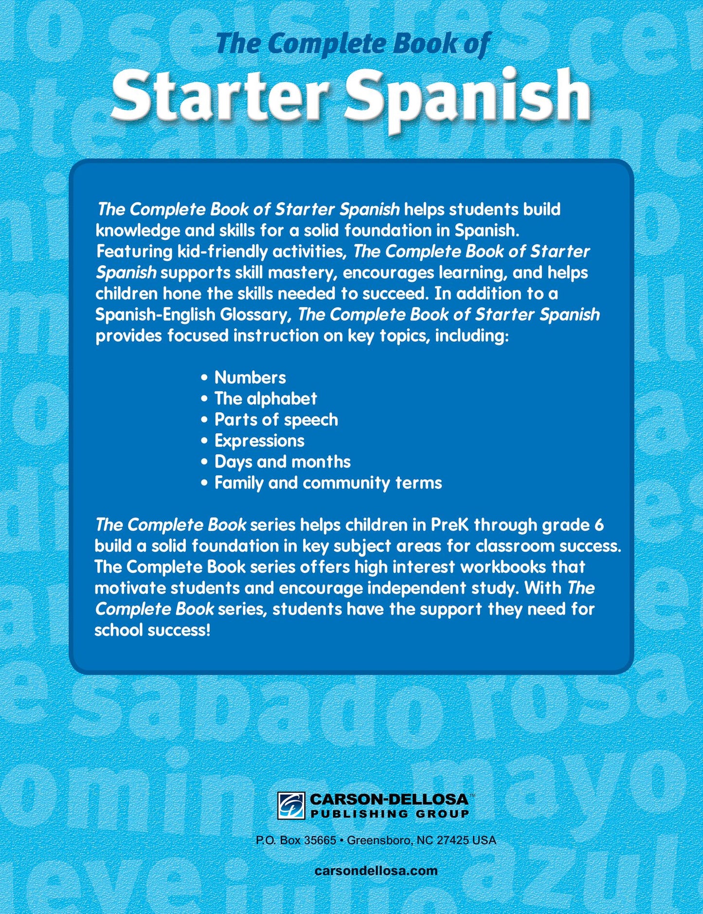 The Complete Book of Starter Spanish, Grades Preschool - 1