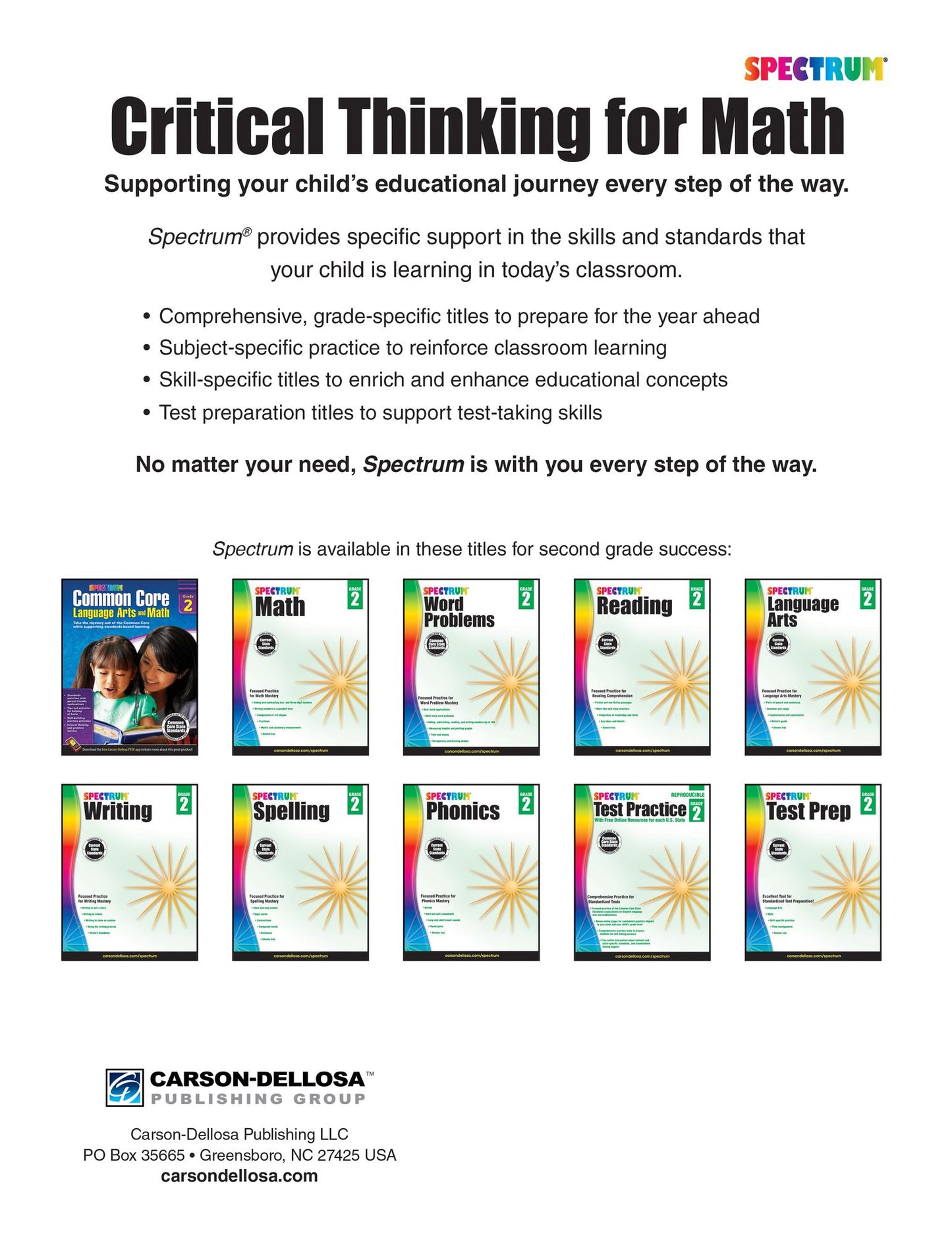 Spectrum Critical Thinking for Math Gr 2