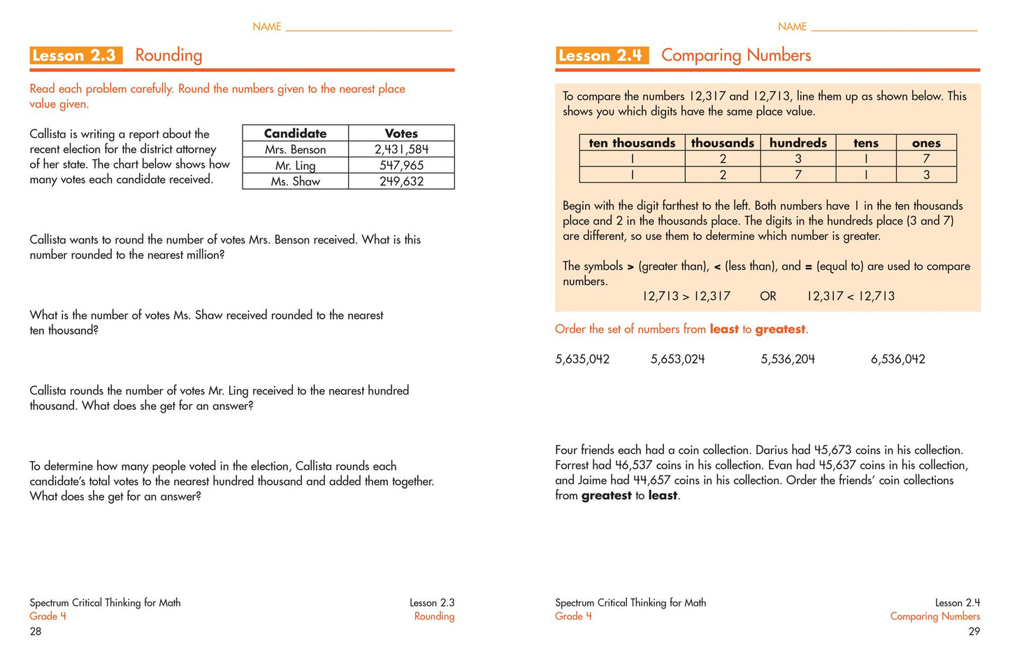 Spectrum Critical Thinking for Math Gr 4