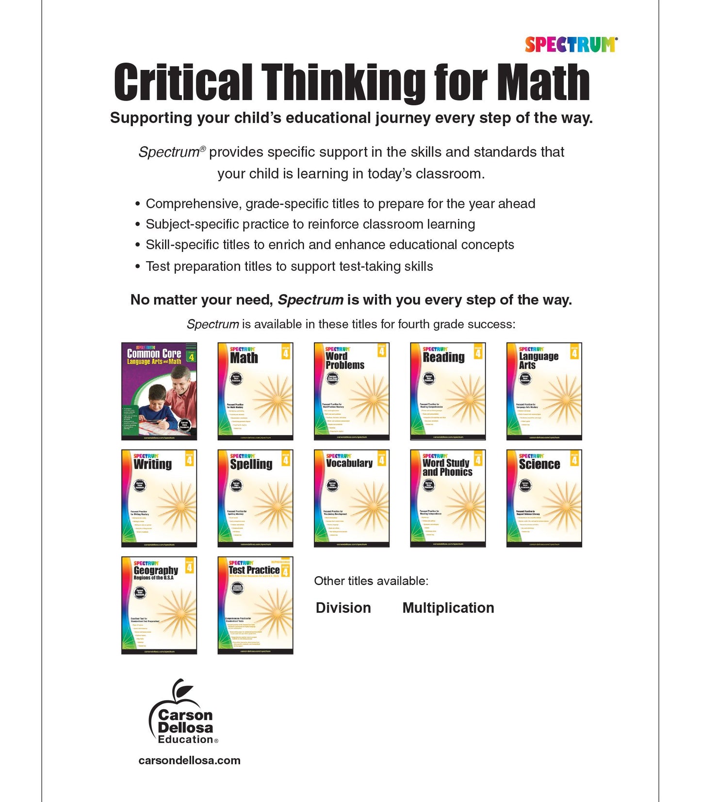 Spectrum Critical Thinking for Math Gr 4