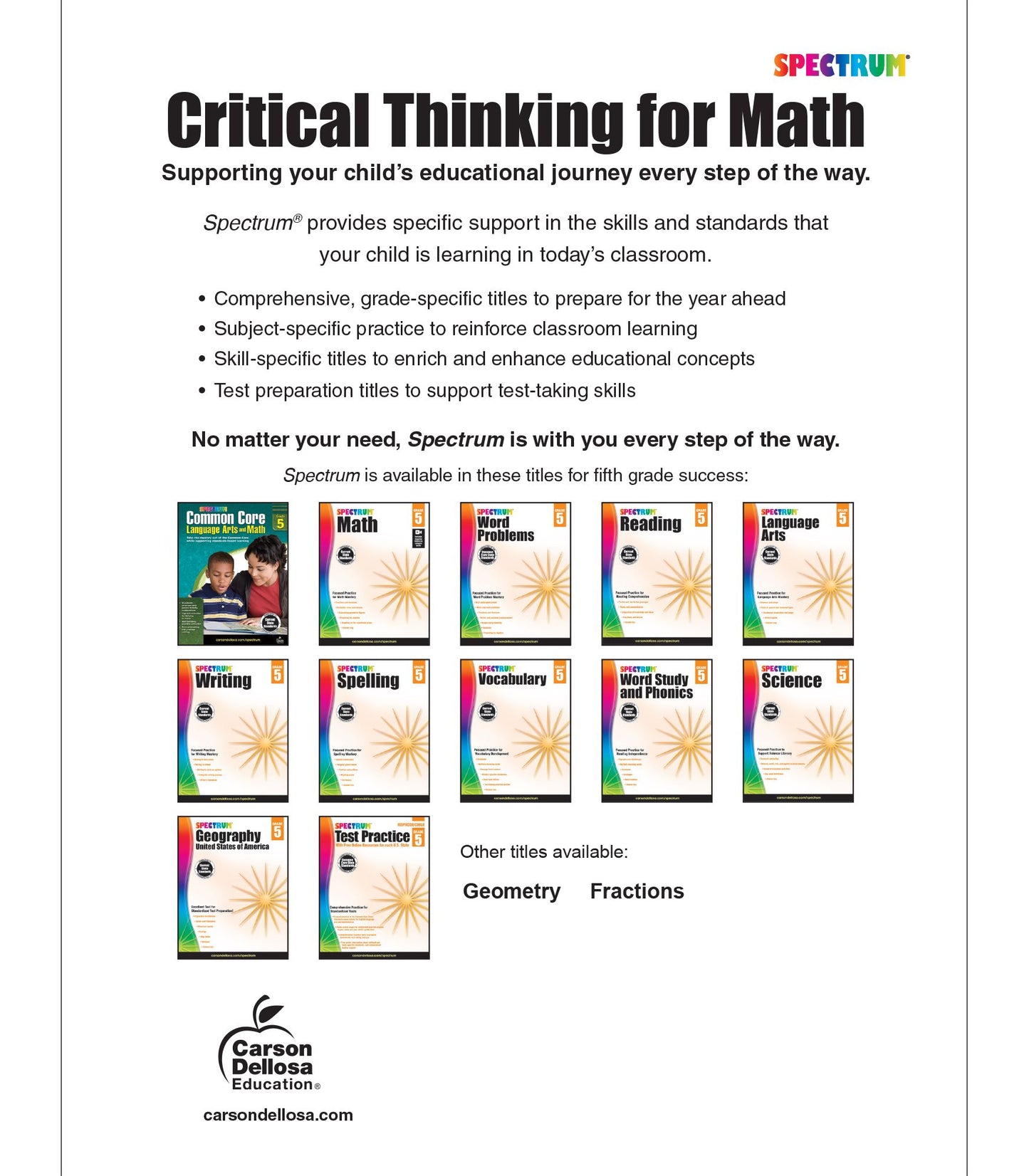 Spectrum Critical Thinking for Math, Grade 5