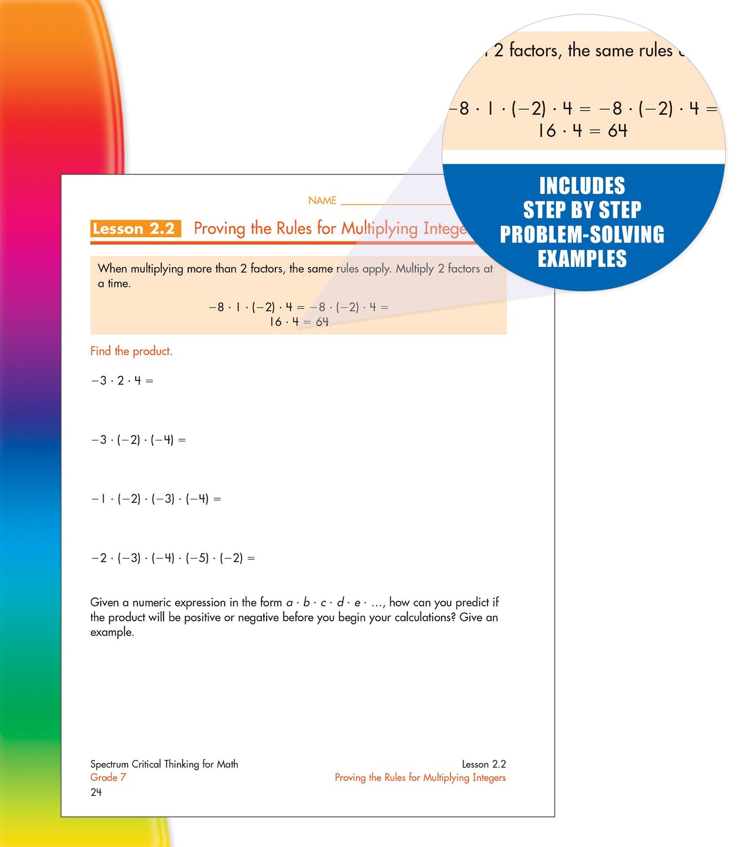 Spectrum Critical Thinking for Math, Grade 7
