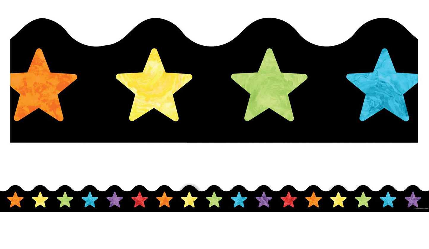 Celebrate Learning Watercolor Stars Scalloped Borders