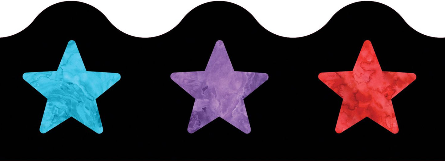 Celebrate Learning Watercolor Stars Scalloped Borders