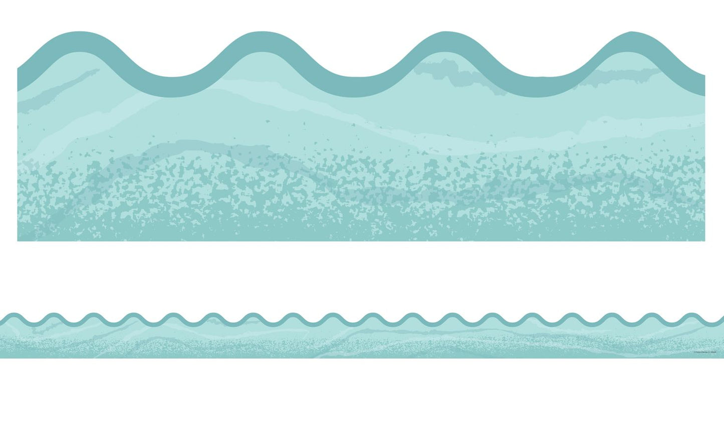 Nature Explorers Blue Woodgrain Scalloped Borders