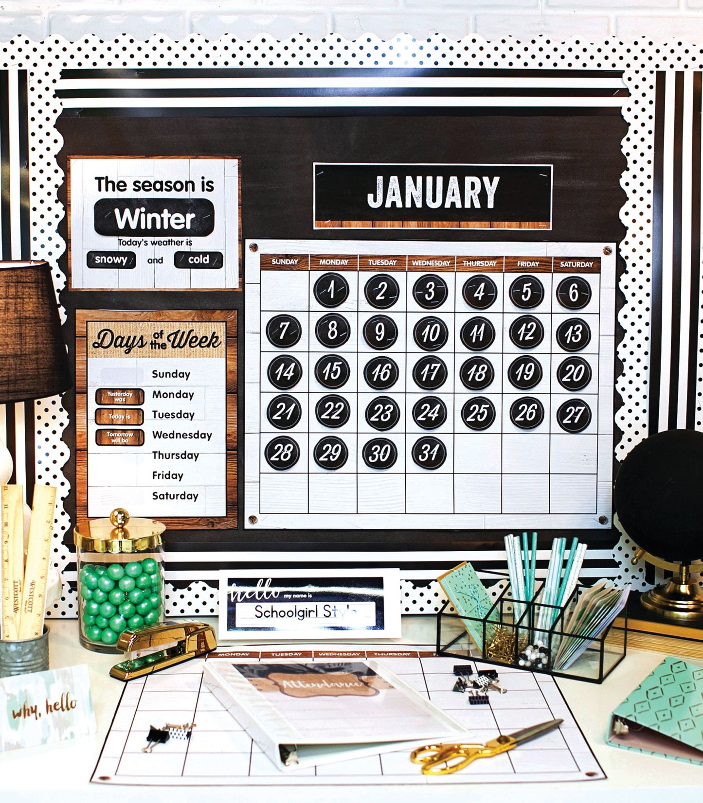 Industrial Chic Calendar Bulletin Board Set