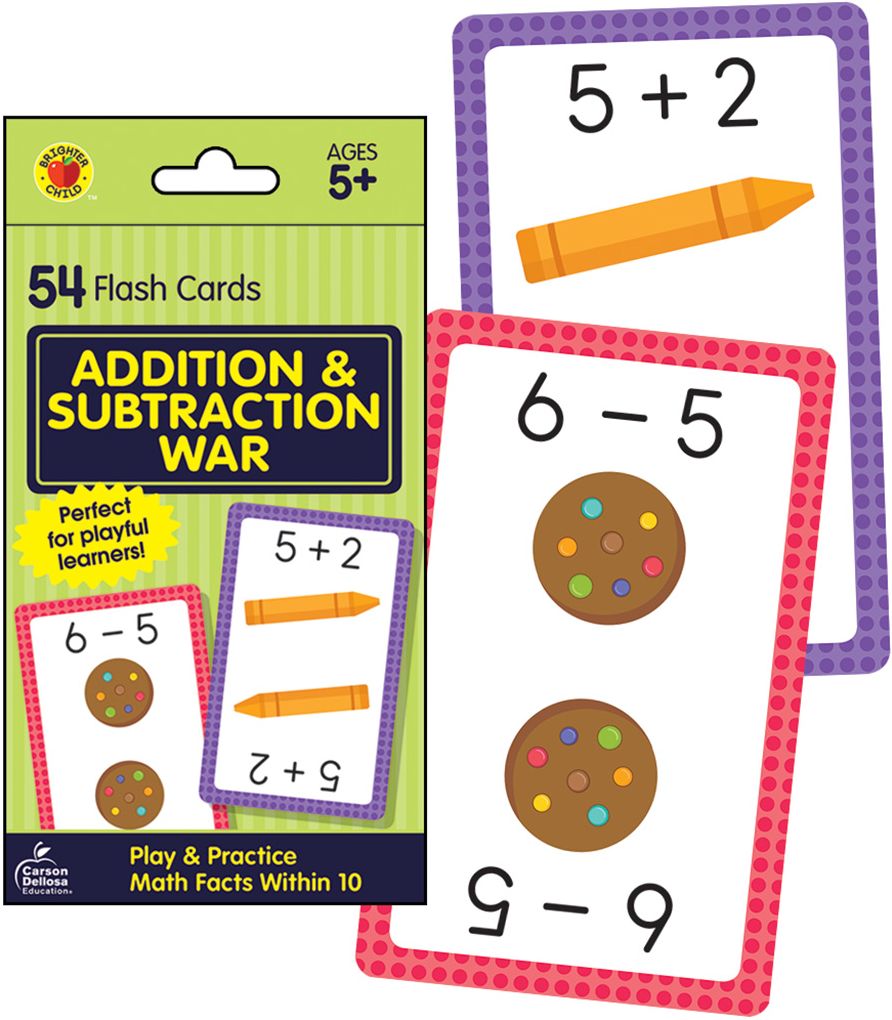 Addition & Subtraction War: 54 Flash Cards
