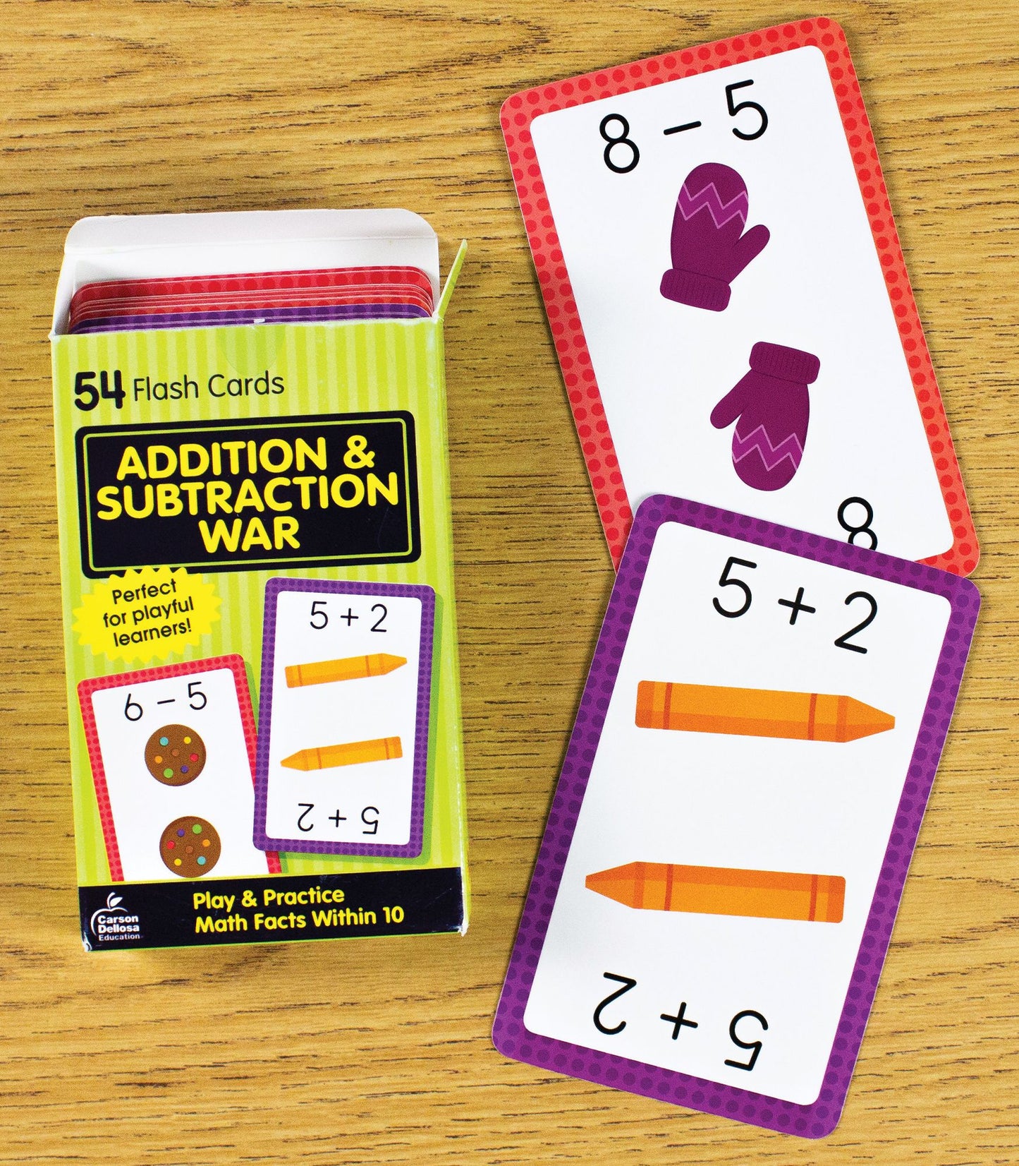 Addition & Subtraction War: 54 Flash Cards