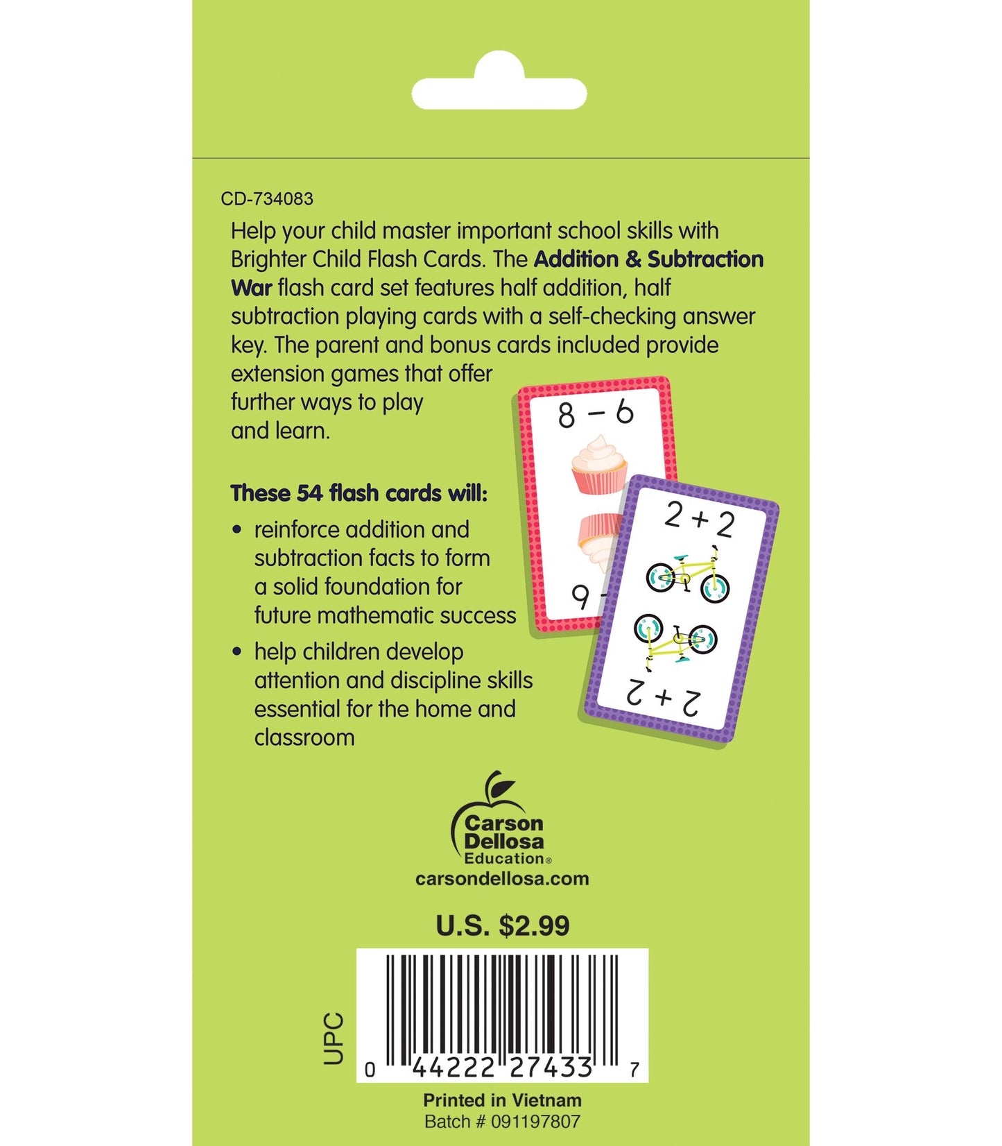 Addition & Subtraction War: 54 Flash Cards