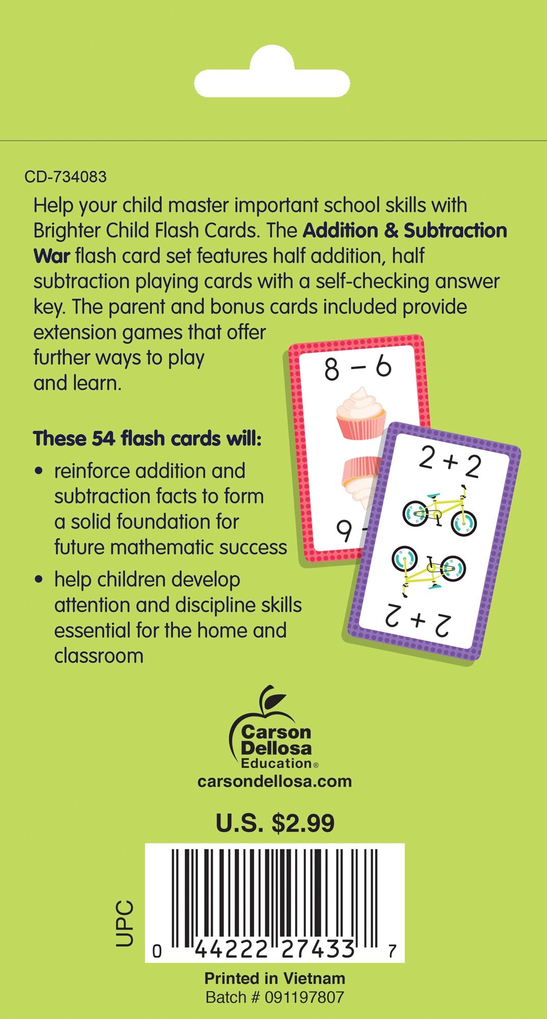 Addition & Subtraction War: 54 Flash Cards