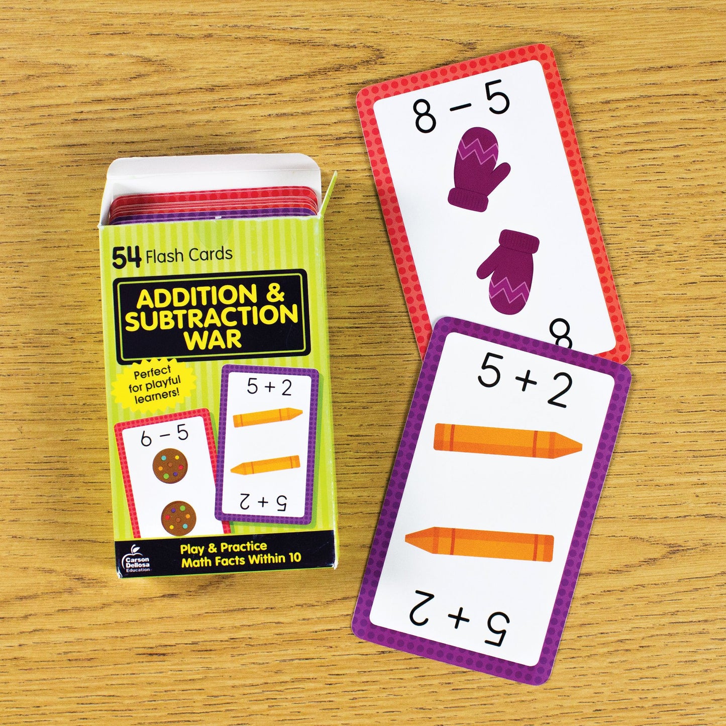 Addition & Subtraction War: 54 Flash Cards
