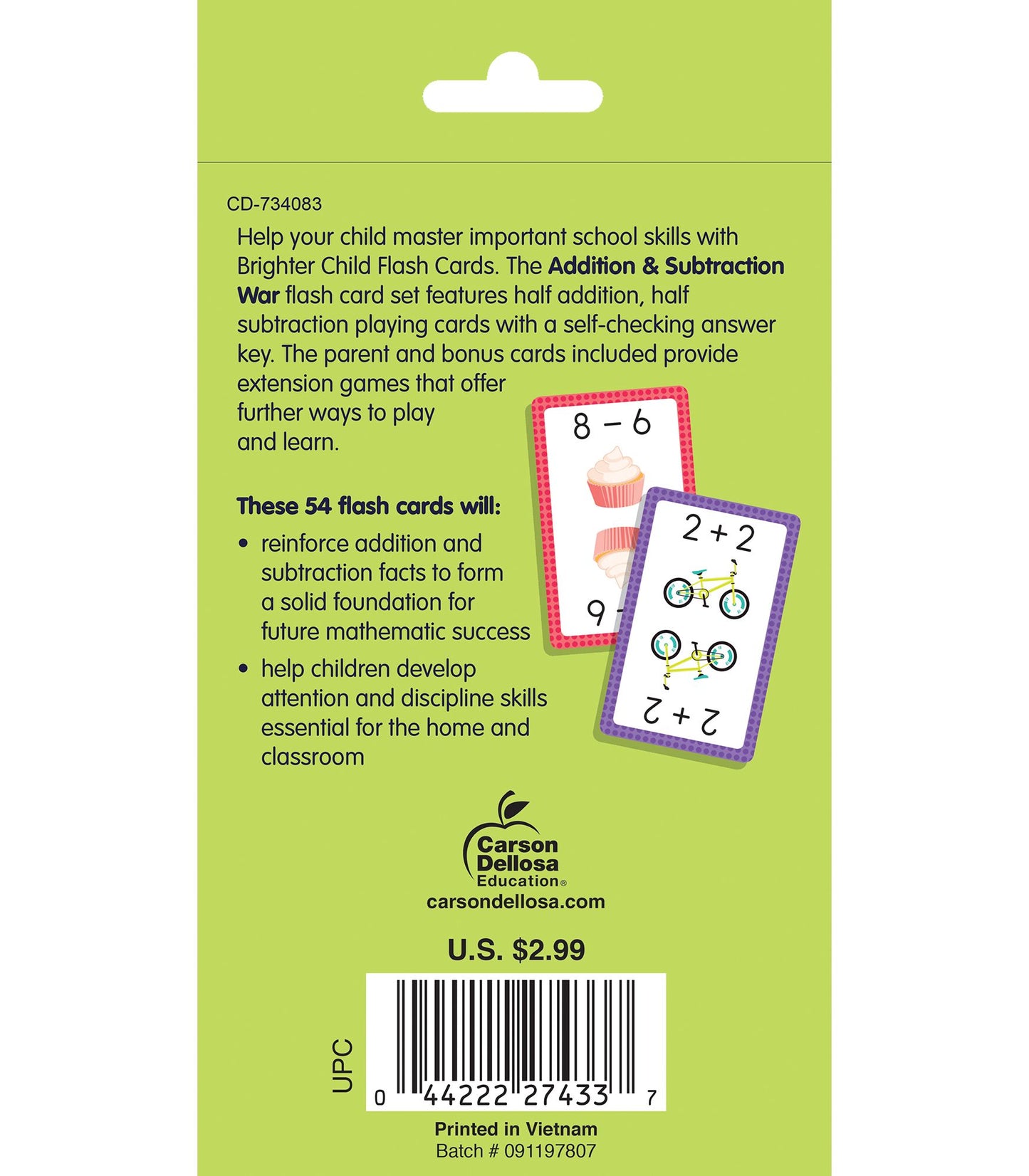 Addition & Subtraction War: 54 Flash Cards