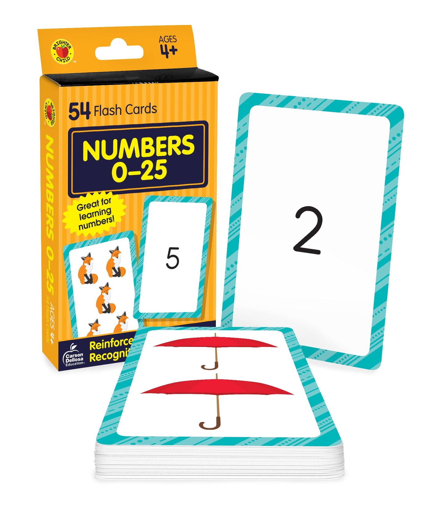 Numbers 0-25: 54 Flash Cards