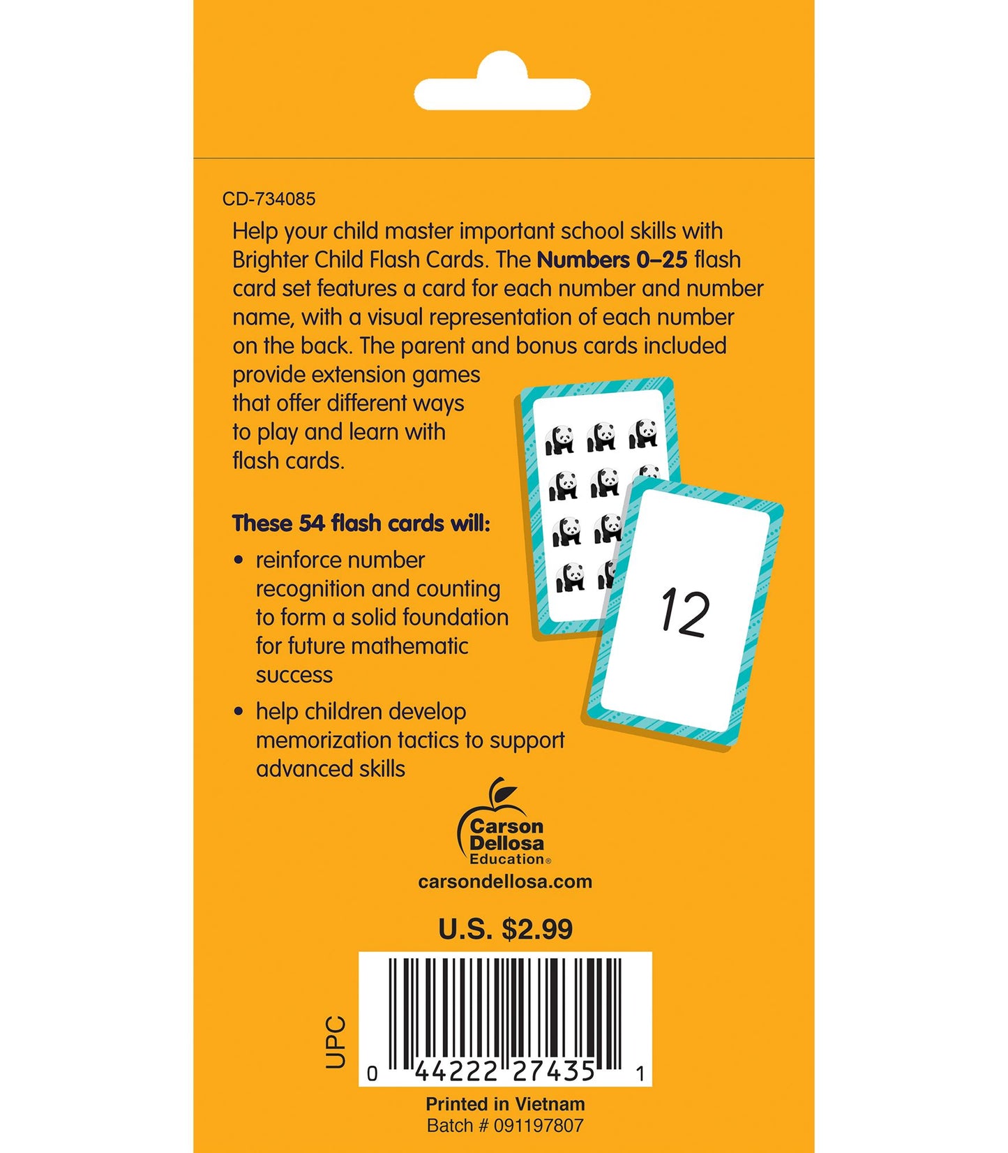 Numbers 0-25: 54 Flash Cards