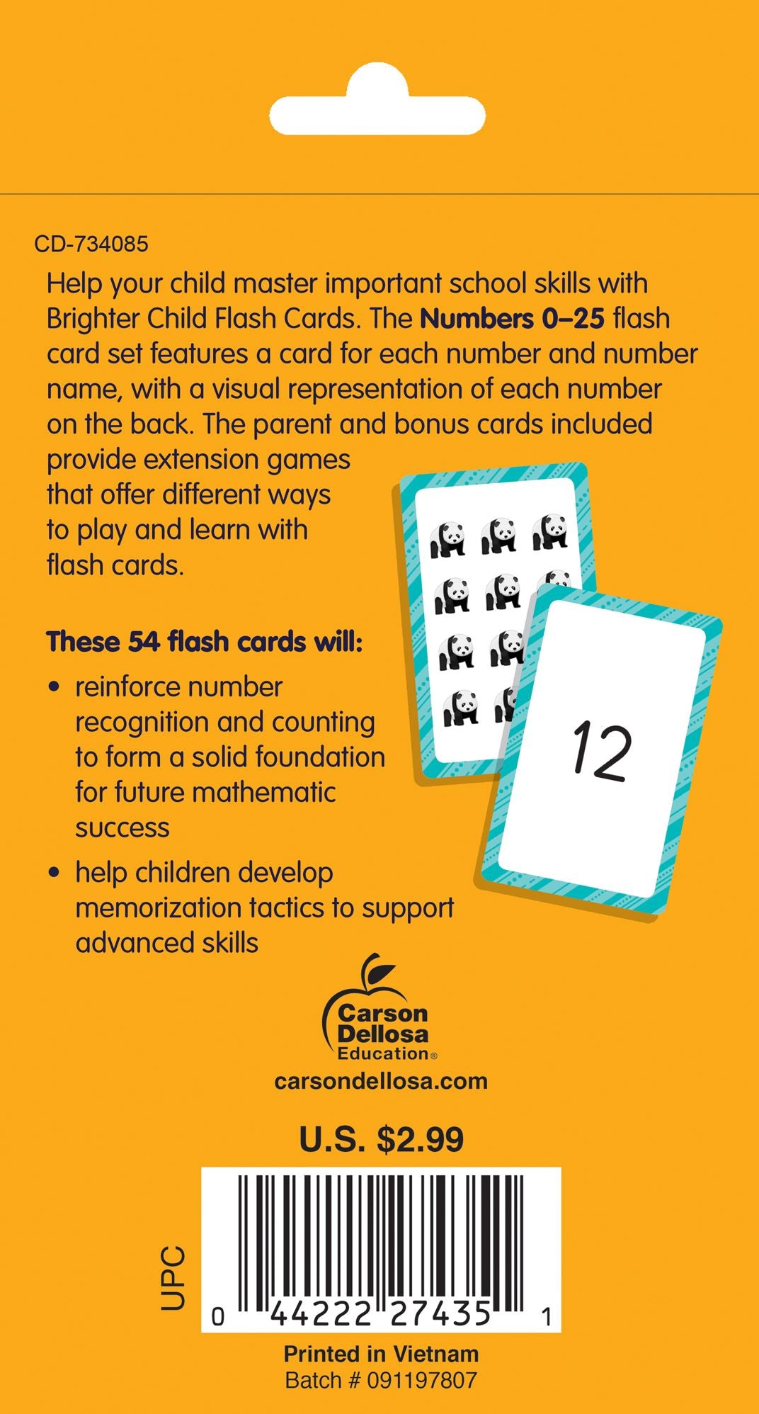 Numbers 0-25: 54 Flash Cards