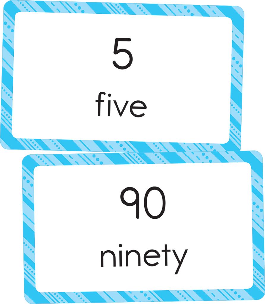 Numbers 0-100: 54 Flash Cards