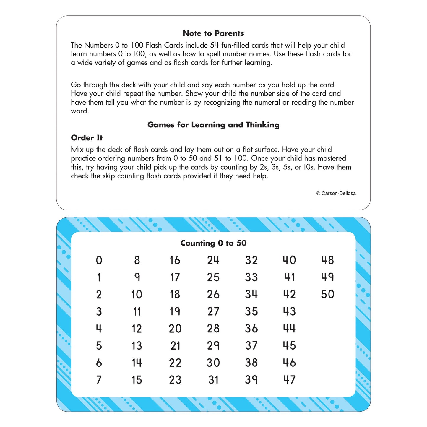 Numbers 0-100: 54 Flash Cards