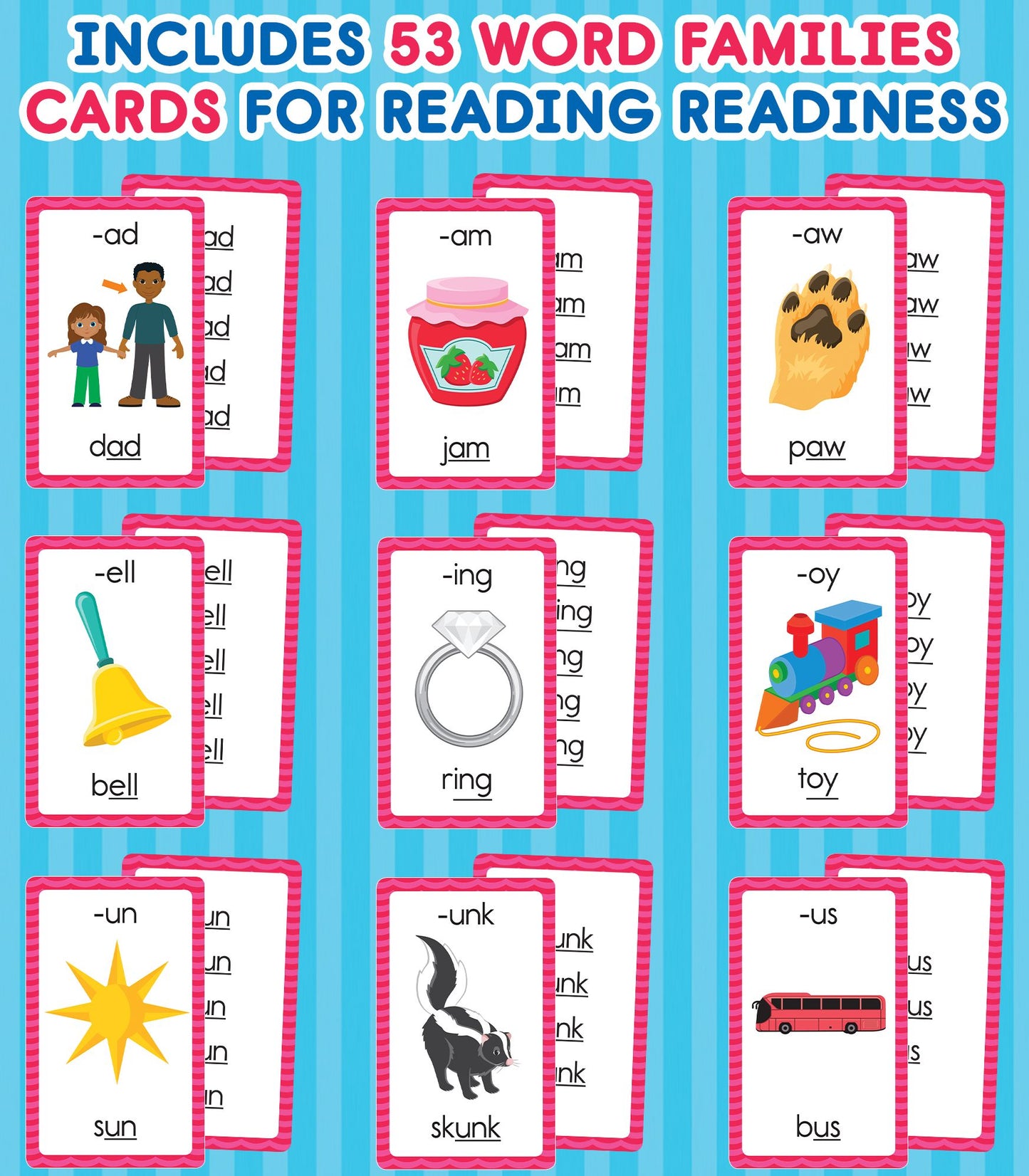 Word Families: 54 Flash Cards