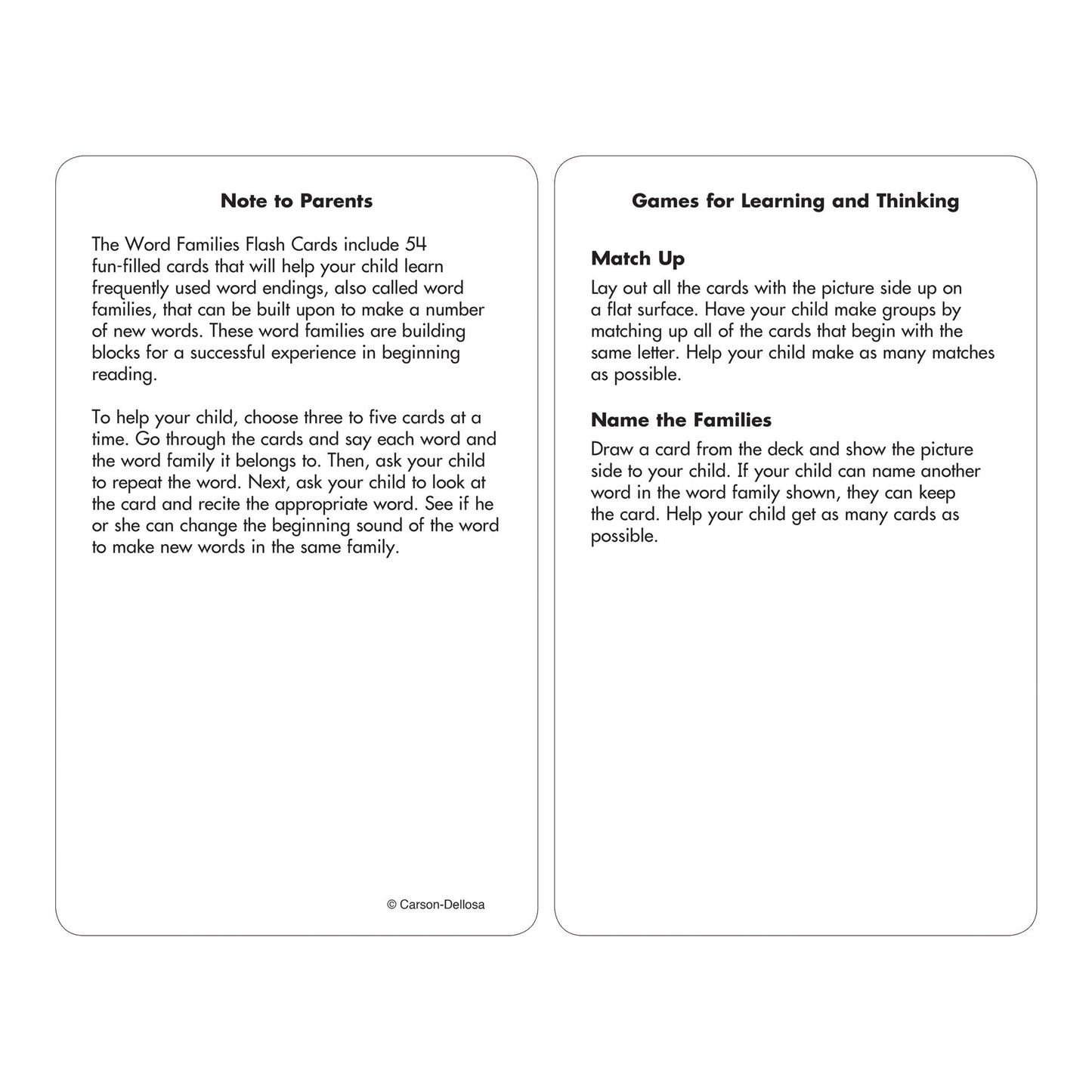Word Families: 54 Flash Cards