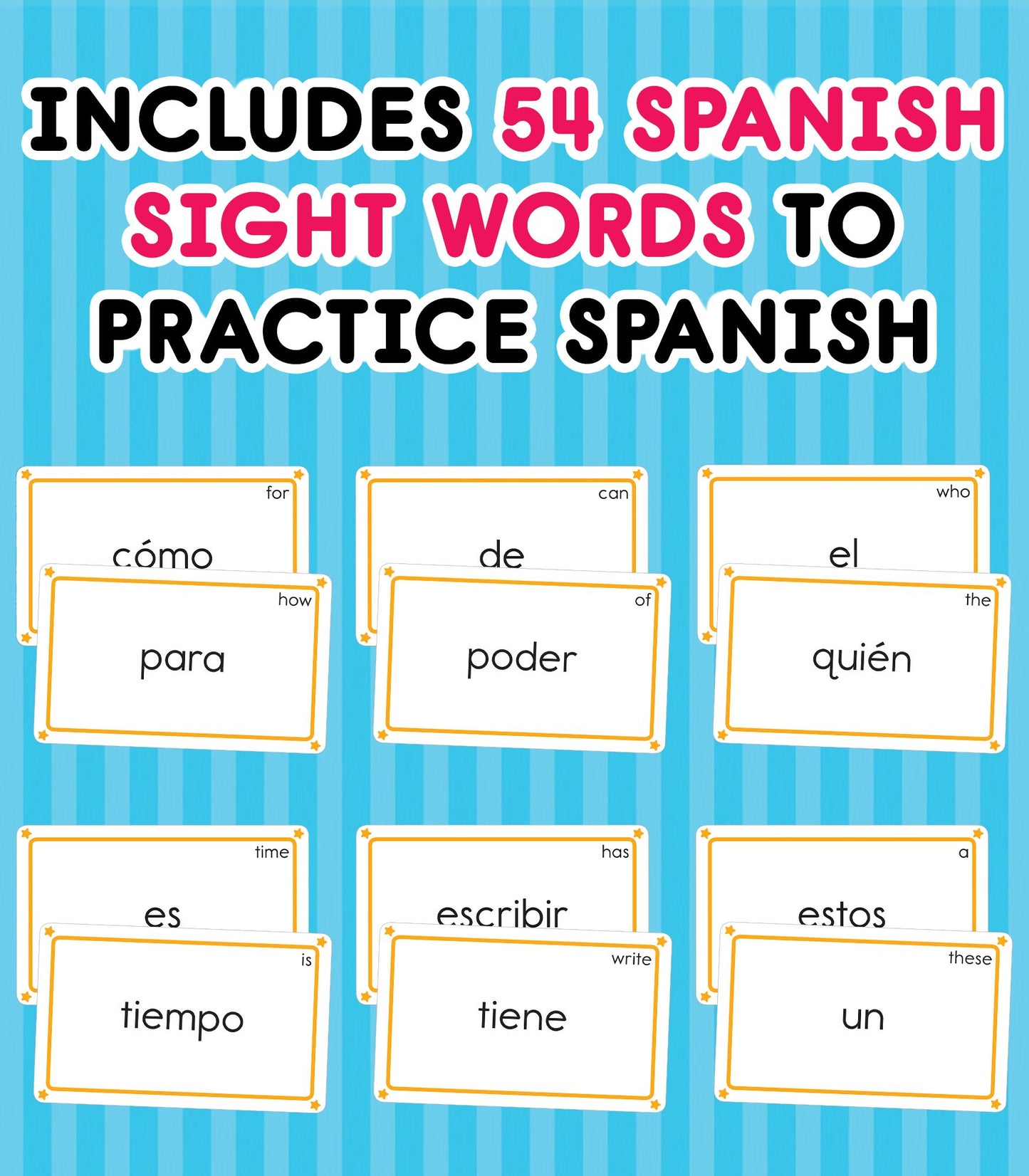 Bilingual Sight Words: 54 Flash Cards