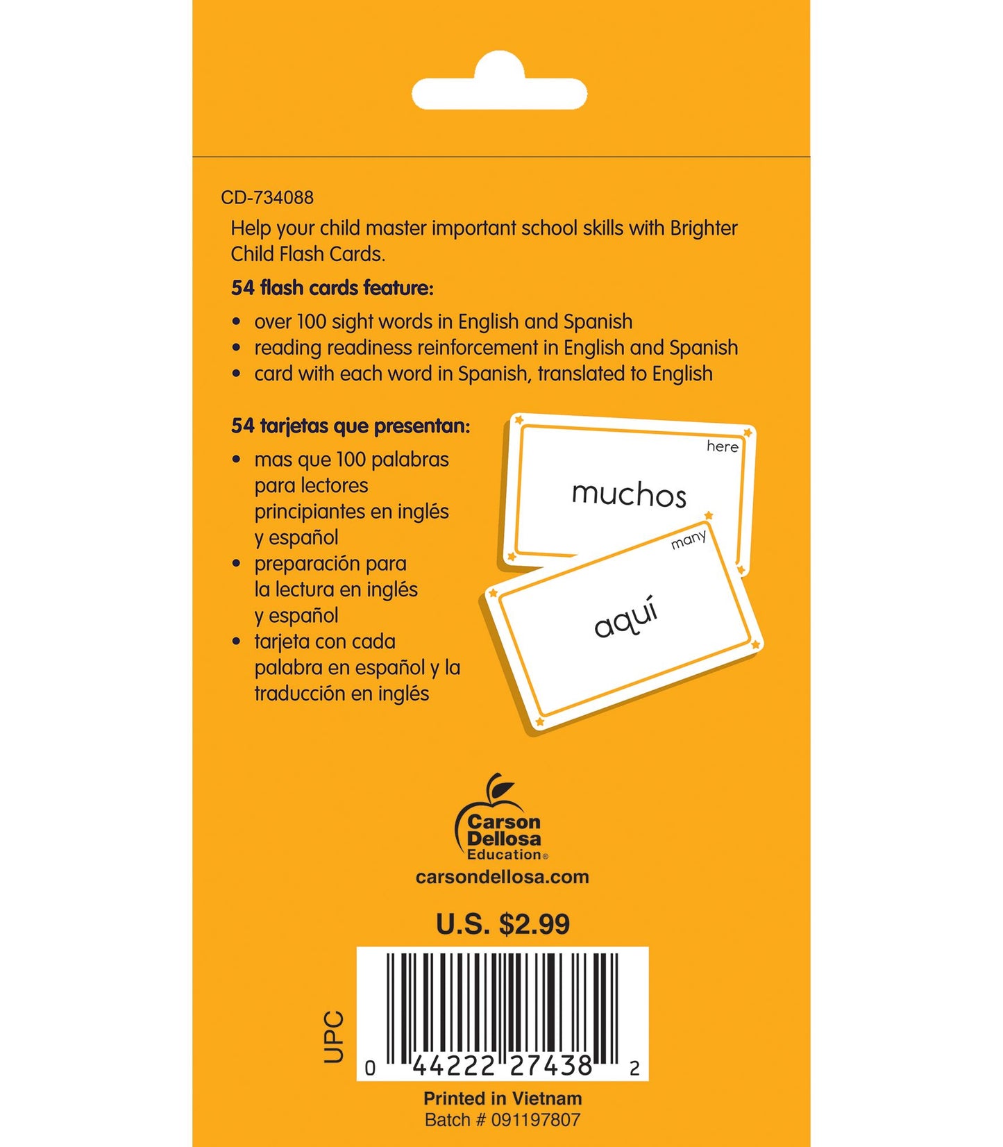Bilingual Sight Words: 54 Flash Cards