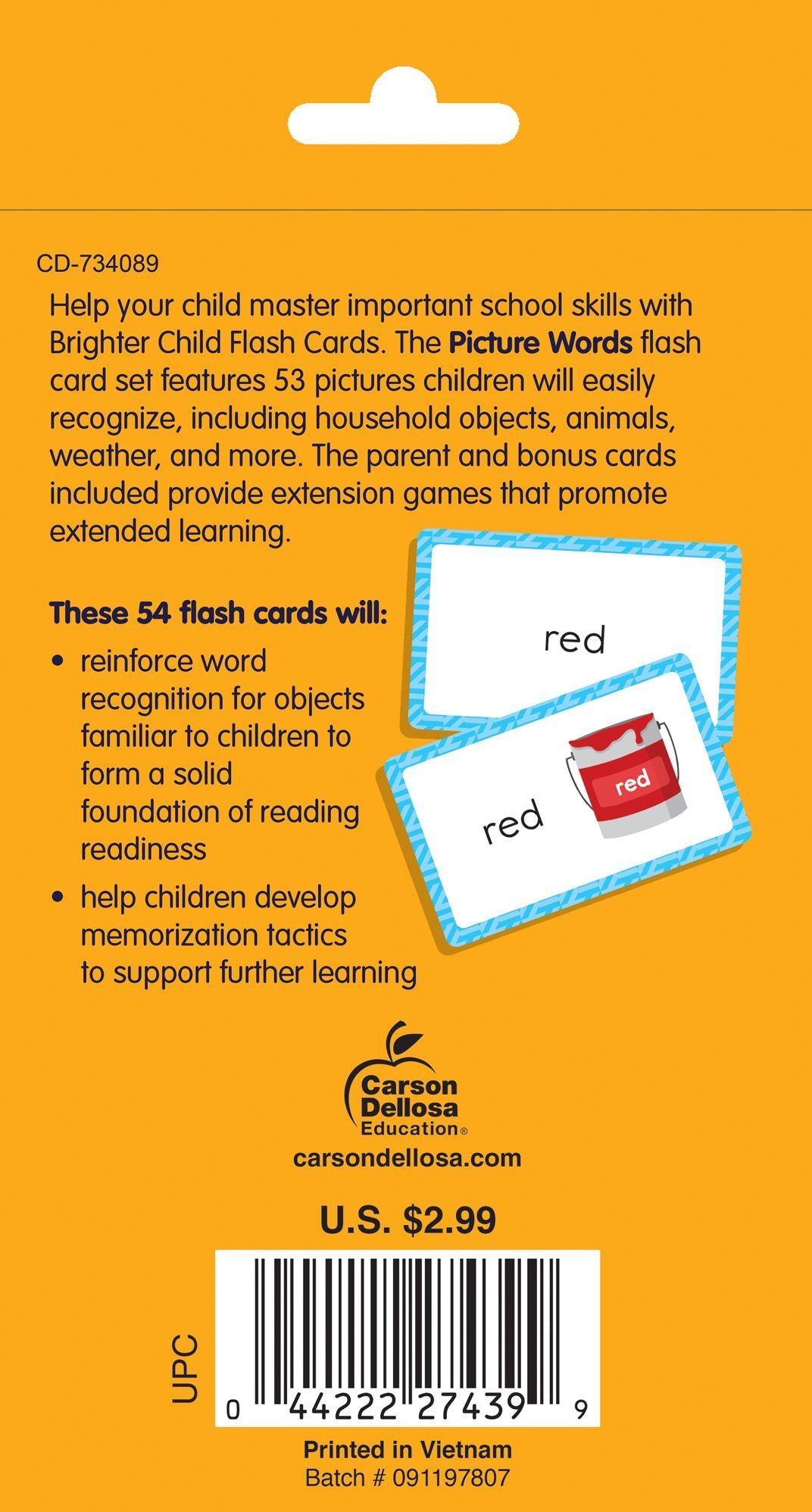 Picture Words: 54 Flash Cards