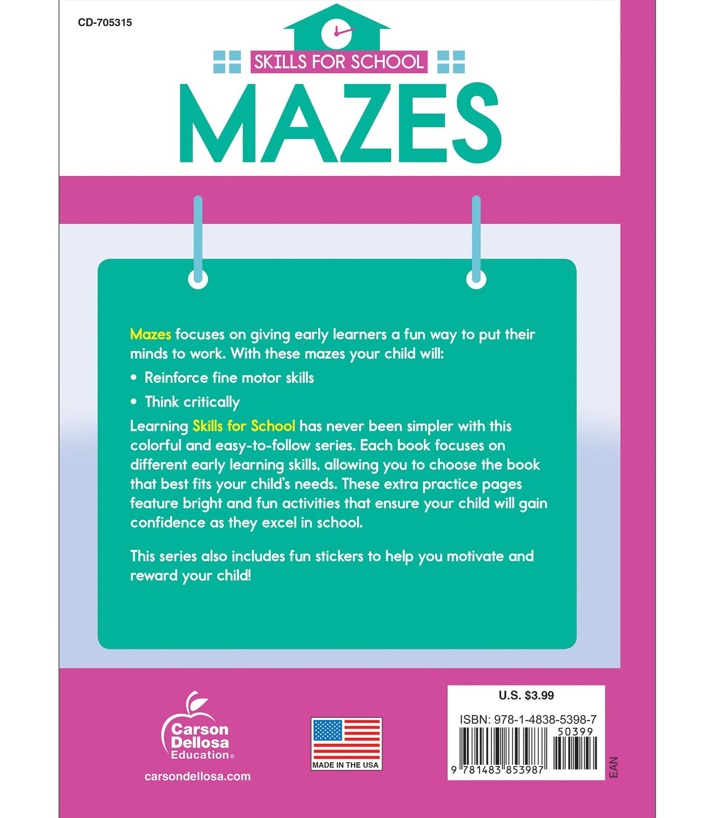 Skills for School Mazes, Grades Pk - 1