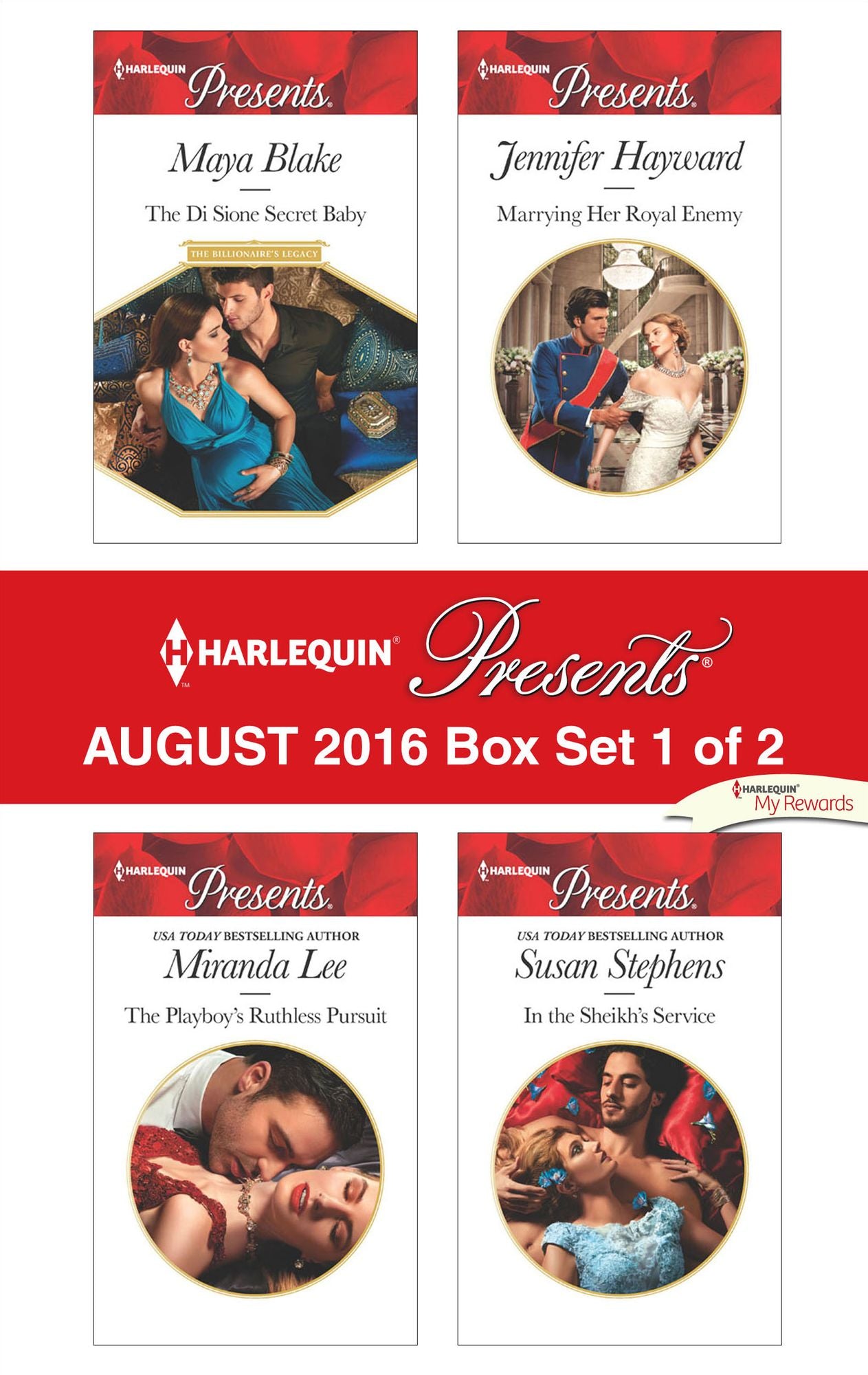 Harlequin Presents August 2016 - Box Set 1 of 2: The Di Sione Secret BabyThe Playboy's Ruthless PursuitMarrying Her Royal EnemyIn the Sheikh's Service