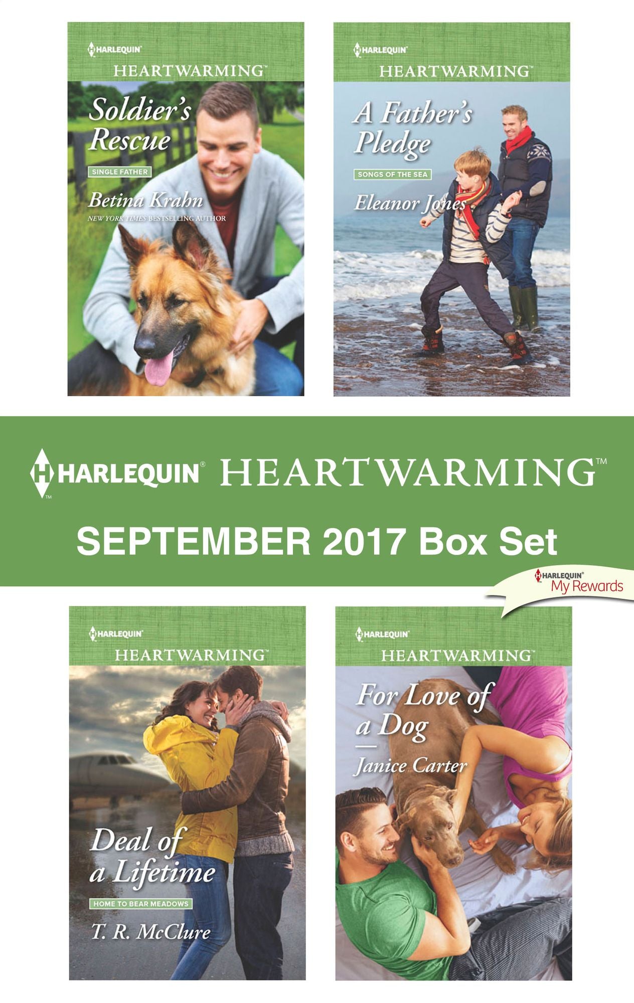 Harlequin Heartwarming September 2017 Box Set: Soldier's RescueDeal of a LifetimeA Father's PledgeFor Love of a Dog