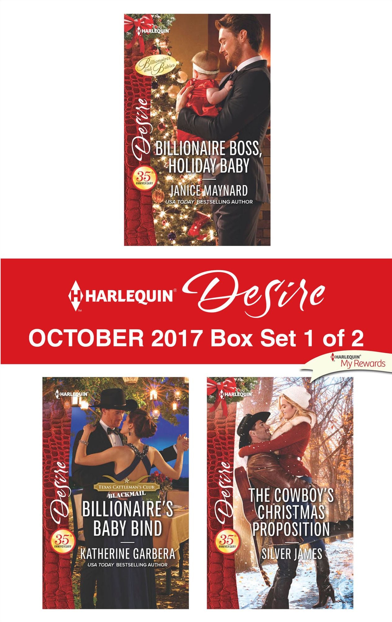 Harlequin Desire October 2017 - Box Set 1 of 2: Billionaire Boss, Holiday BabyBillionaire's Baby BindThe Cowboy's Christmas Proposition