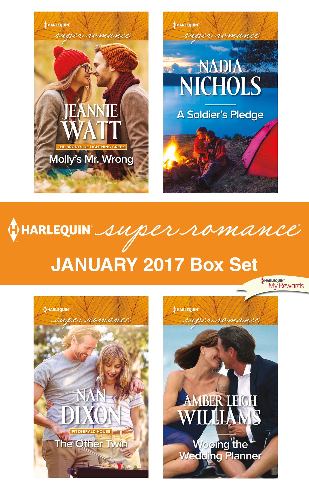 Harlequin Superromance January 2017 Box Set: Molly's Mr. WrongThe Other TwinA Soldier's PledgeWooing the Wedding Planner