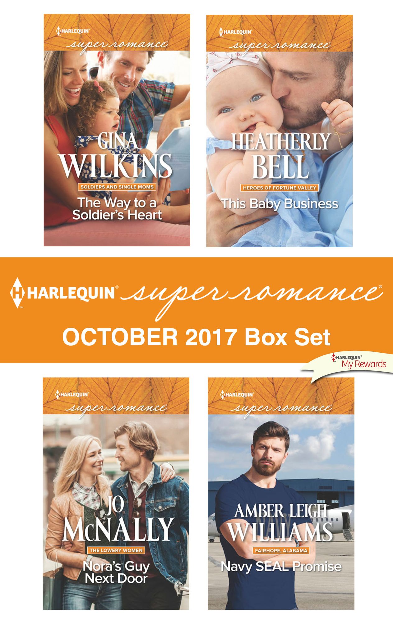Harlequin Superromance October 2017 Box Set: The Way to a Soldier's HeartNora's Guy Next DoorThis Baby BusinessNavy SEAL Promise