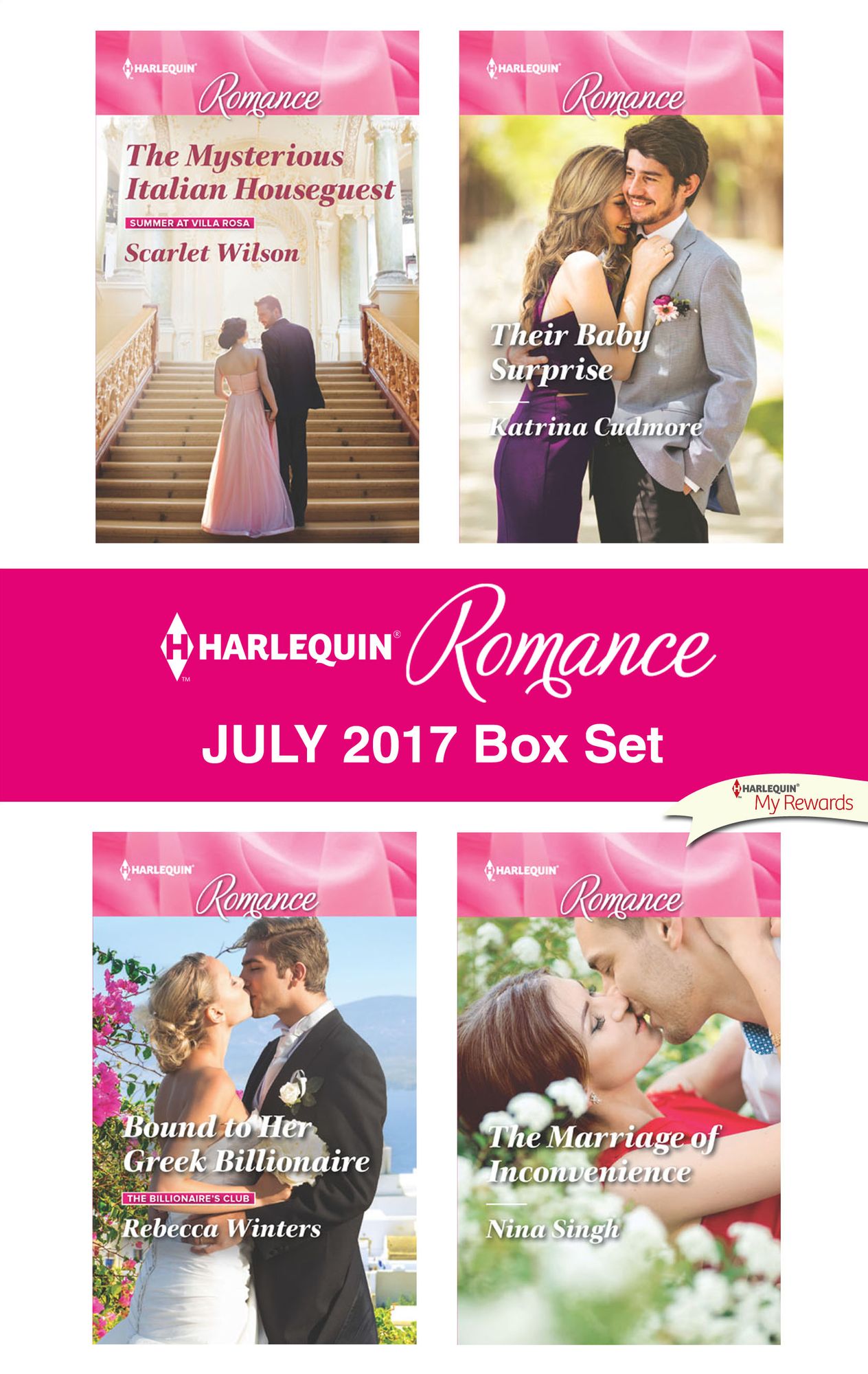 Harlequin Romance July 2017 Box Set: The Mysterious Italian HouseguestBound to Her Greek BillionaireTheir Baby SurpriseThe Marriage of Inconvenience