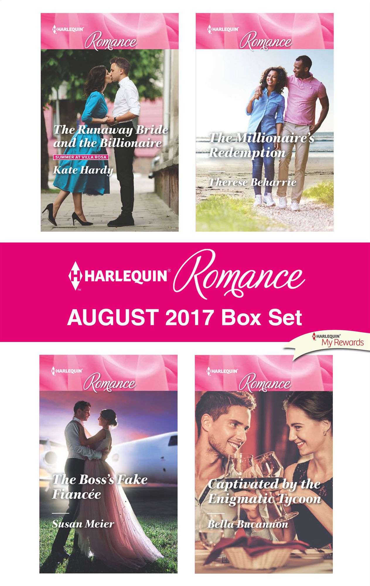 Harlequin Romance August 2017 Box Set: The Runaway Bride and the BillionaireThe Boss's Fake FiancéeThe Millionaire's RedemptionCaptivated by the Enigmatic Tycoon