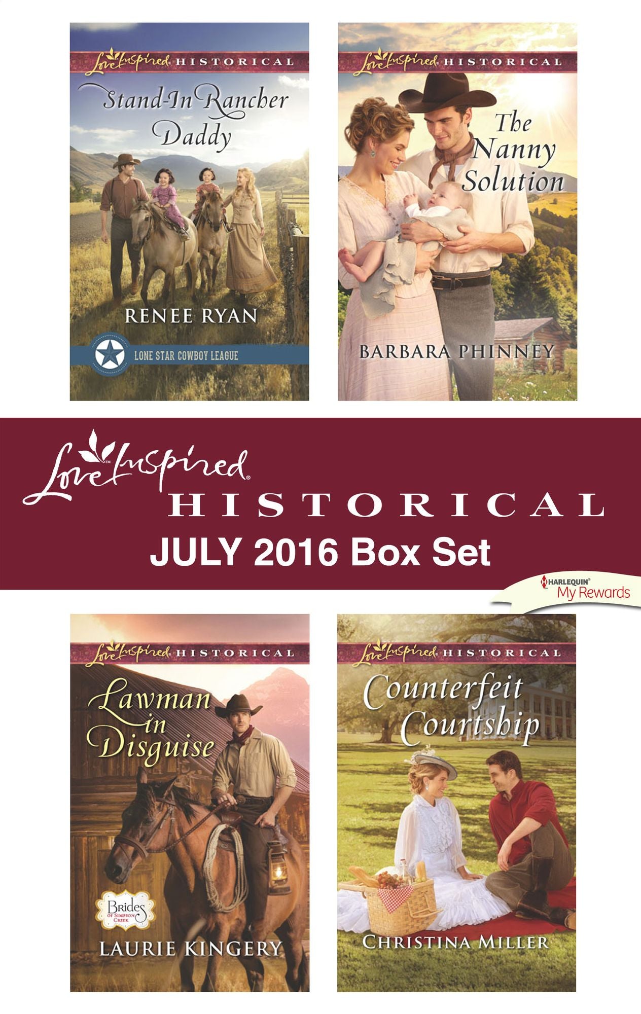 Harlequin Love Inspired Historical July 2016 Box Set: Stand-In Rancher DaddyLawman in DisguiseThe Nanny SolutionCounterfeit Courtship