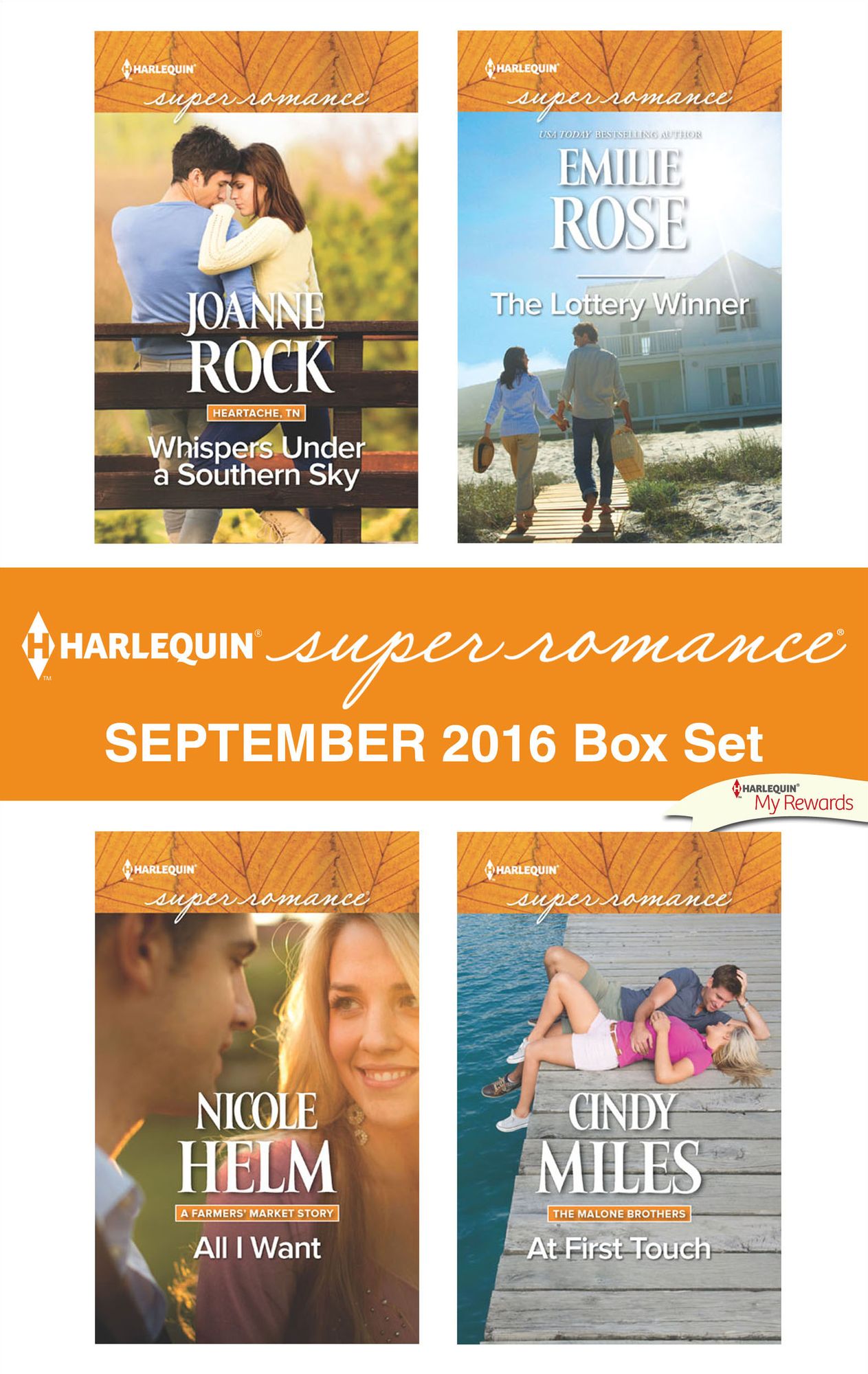 Harlequin Superromance September 2016 Box Set: Whispers Under a Southern SkyAll I WantThe Lottery WinnerAt First Touch