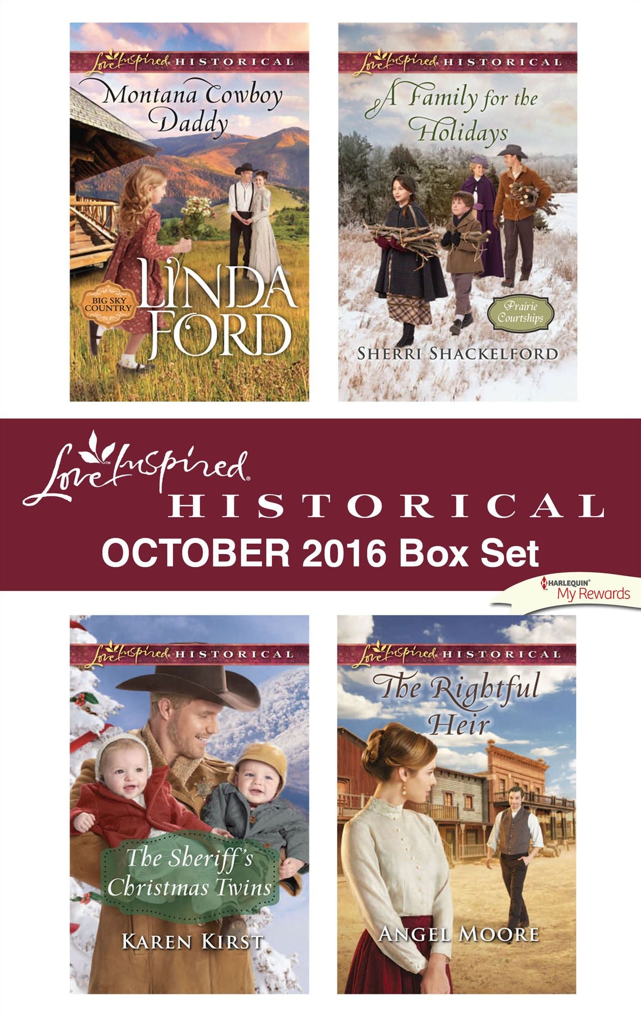 Harlequin Love Inspired Historical October 2016 Box Set: Montana Cowboy DaddyThe Sheriff's Christmas TwinsA Family for the HolidaysThe Rightful Heir