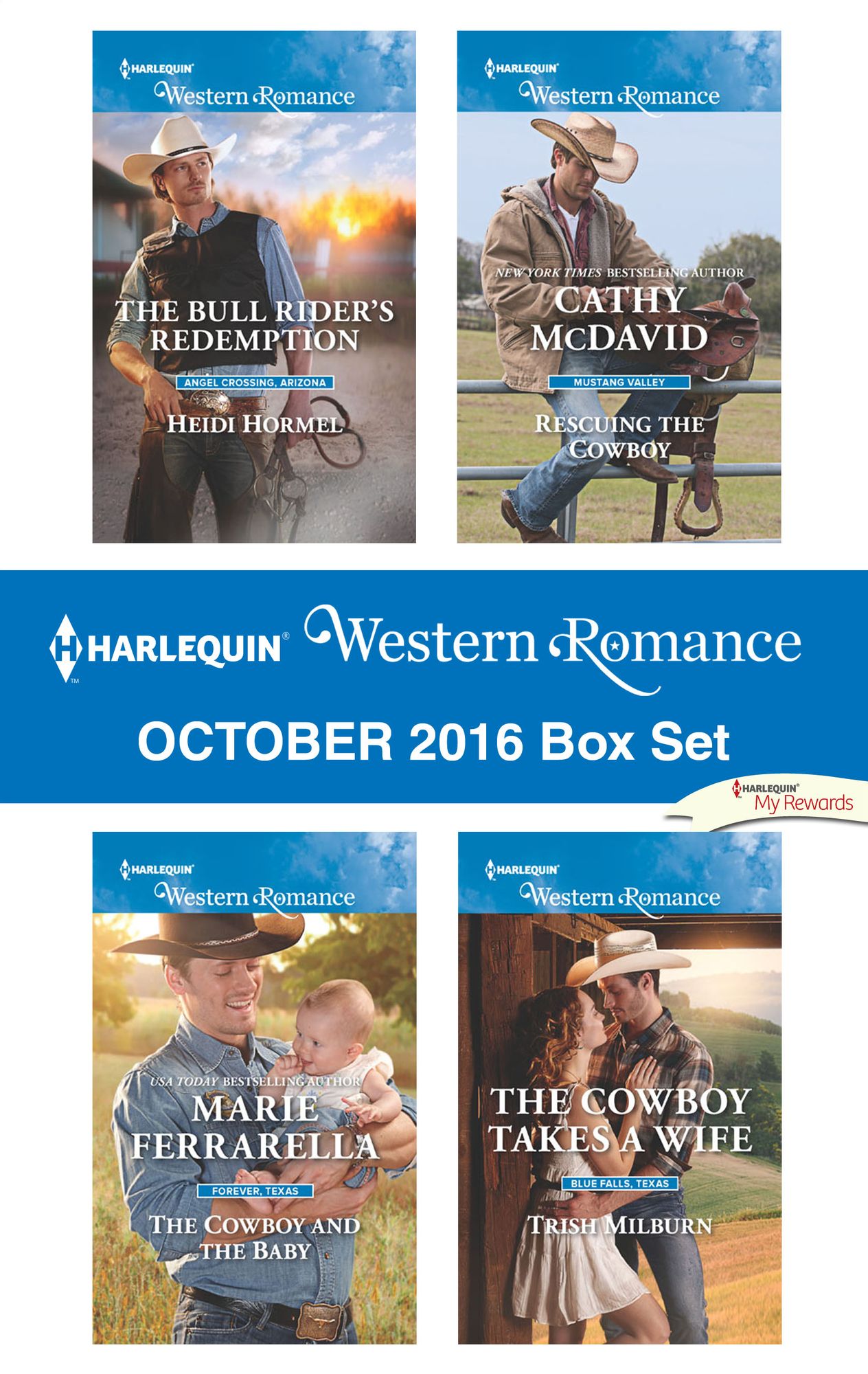 Harlequin Western Romance October 2016 Box Set: The Bull Rider's RedemptionThe Cowboy and the BabyRescuing the CowboyThe Cowboy Takes a Wife