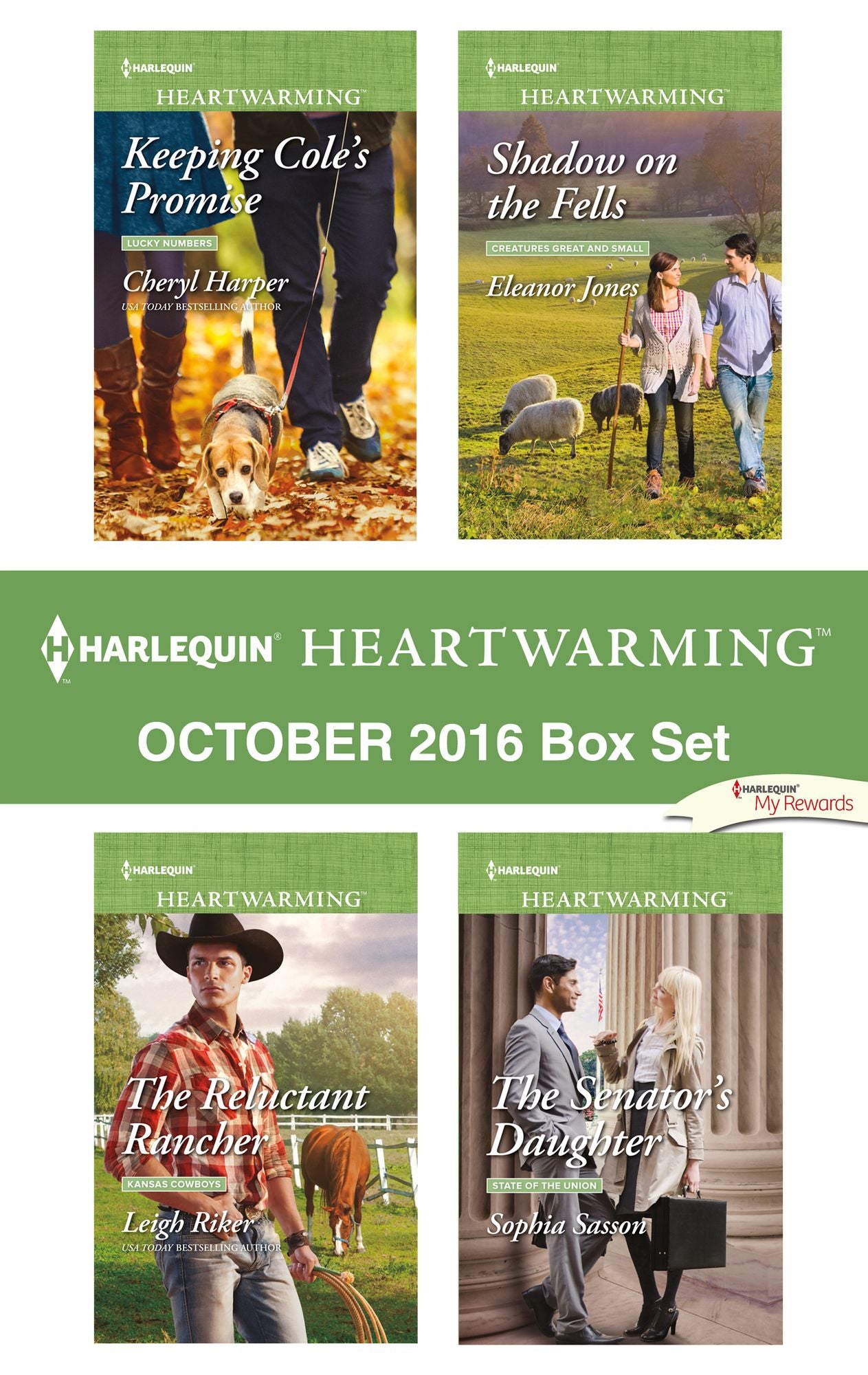 Harlequin Heartwarming October 2016 Box Set: Keeping Cole's PromiseThe Reluctant RancherShadow on the FellsThe Senator's Daughter