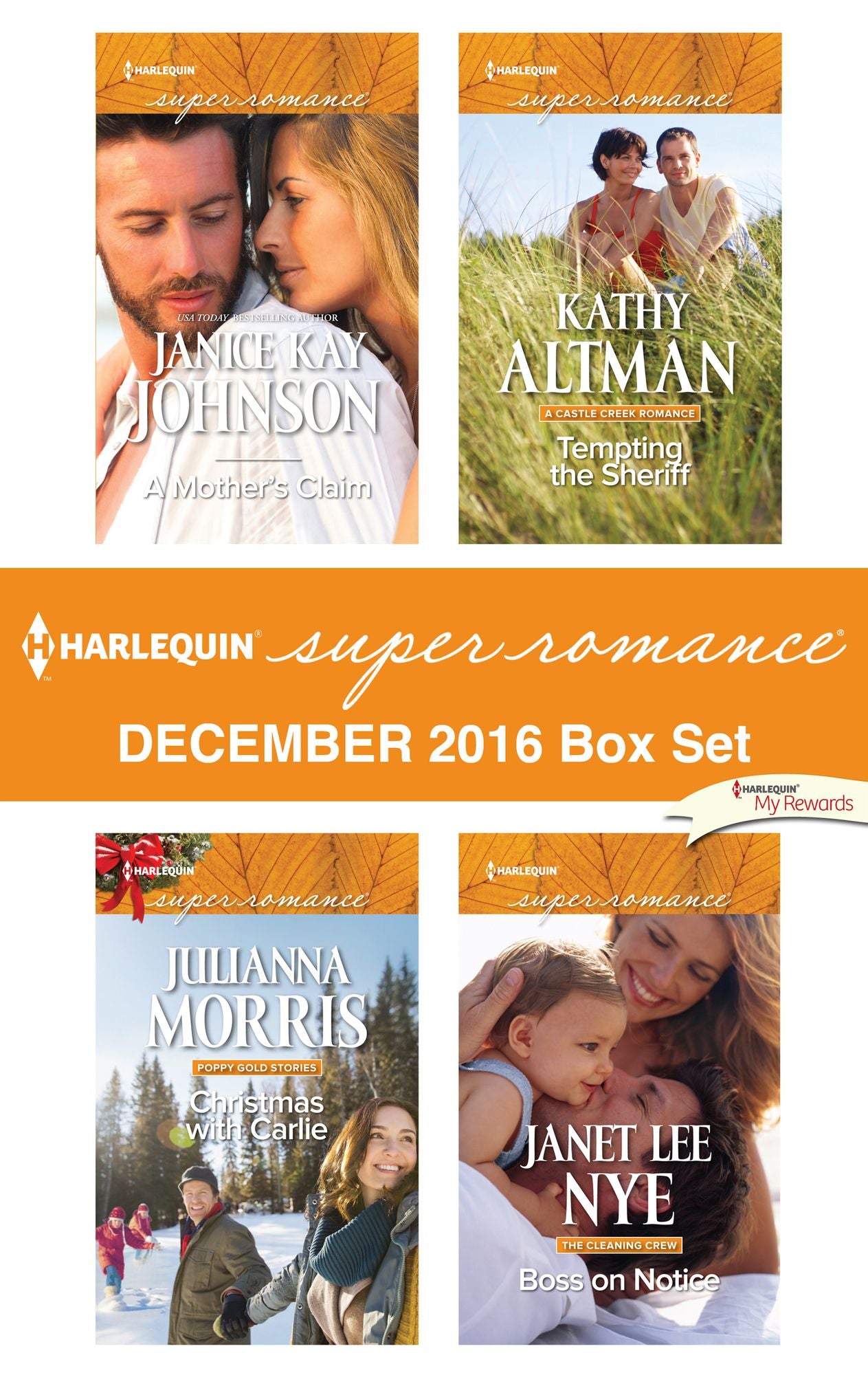 Harlequin Superromance December 2016 Box Set: A Mother's ClaimChristmas with CarlieTempting the SheriffBoss on Notice