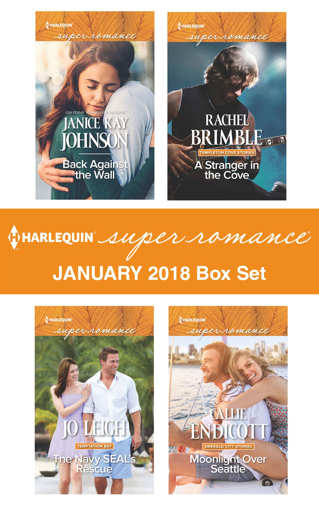 Harlequin Superromance January 2018 Box Set: Back Against the WallThe Navy SEAL's RescueA Stranger in the CoveMoonlight Over Seattle