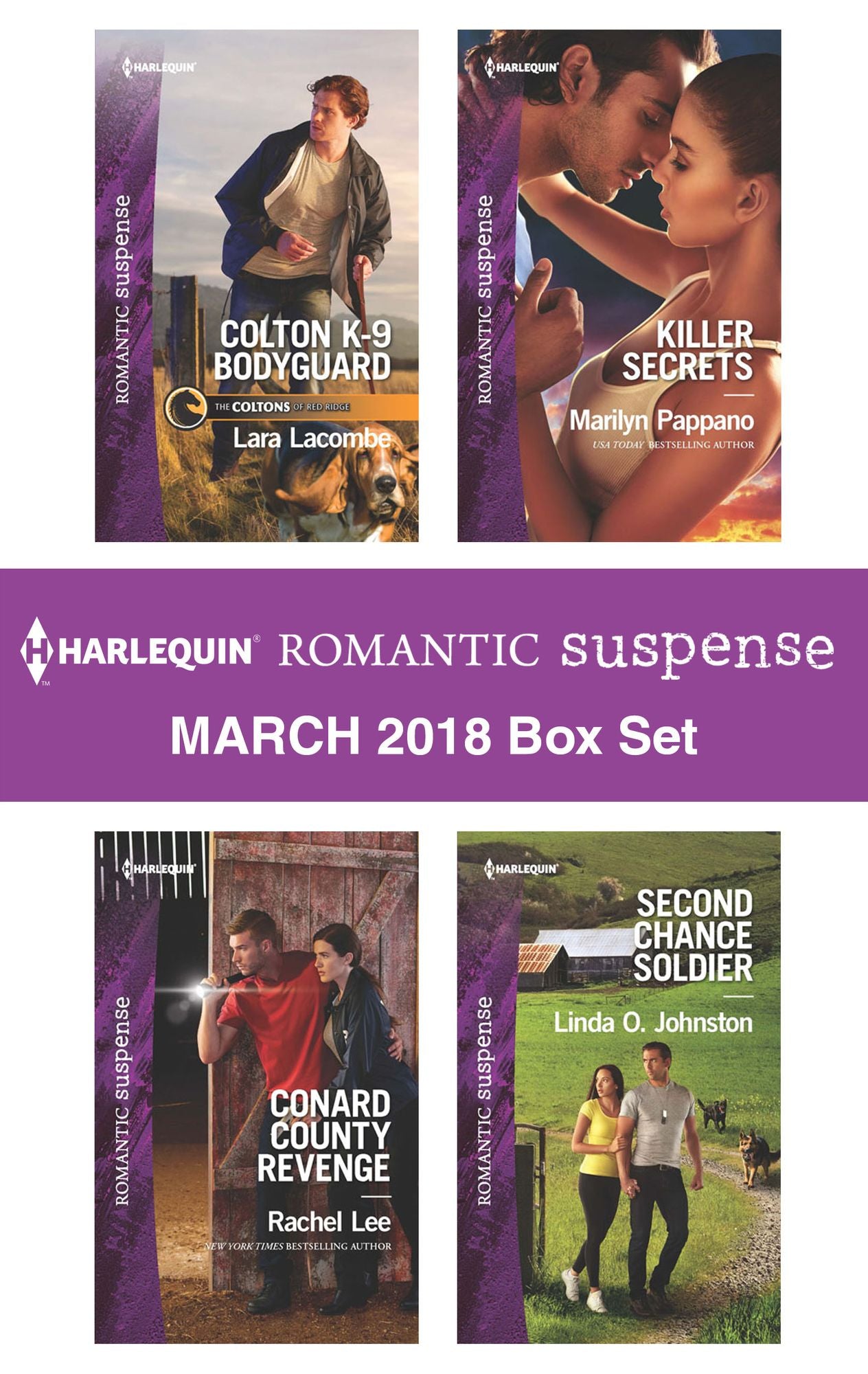 Harlequin Romantic Suspense March 2018 Box Set: Colton K-9 BodyguardConard County RevengeKiller SecretsSecond Chance Soldier