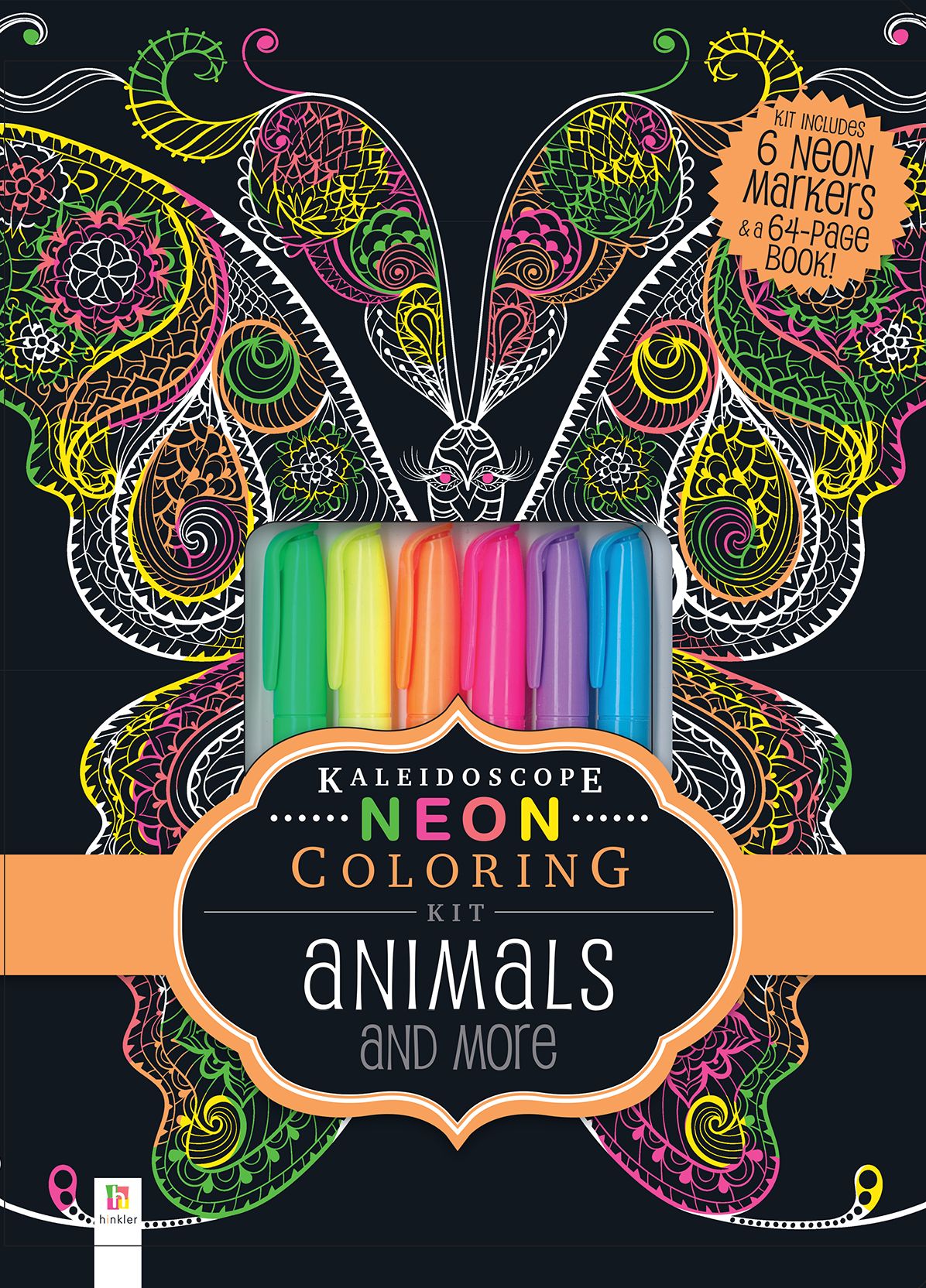 Kaleidoscope Neon Coloring Kit: Animals and More